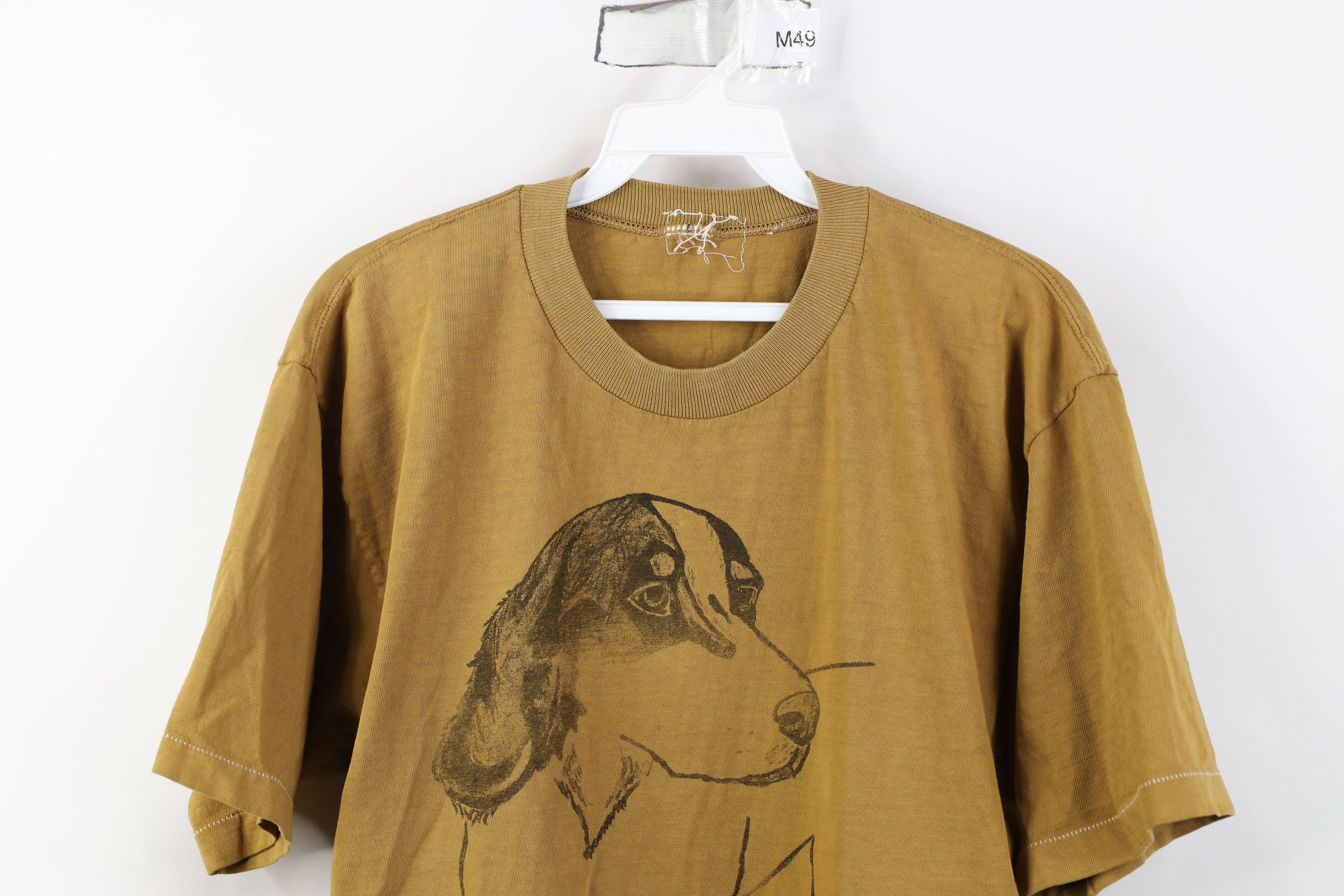 Vintage Vintage 70s Streetwear Beagle Dog Sketch T-Shirt Mustard Size US M / EU 48-50 / 2 - 2 Thumbnail