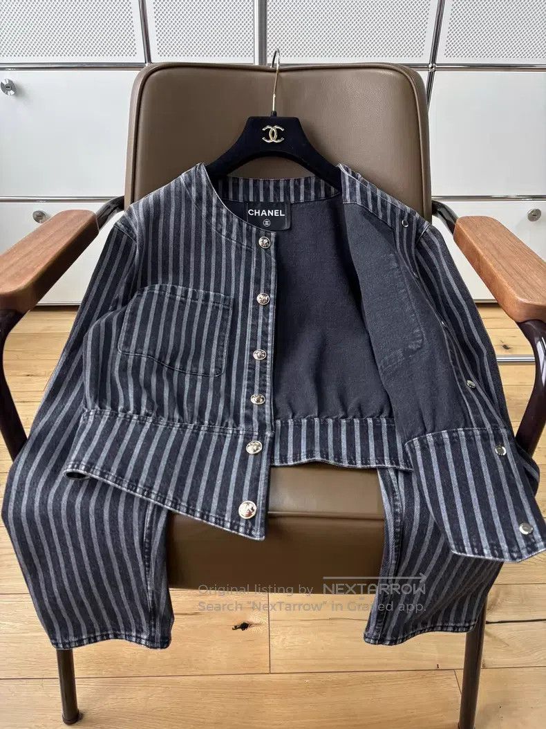 Chanel Chanel 20K Equestrian Series Gray Gold Buckle Striped Deni Size XS / US 0-2 / IT 36-38 - 5 Thumbnail