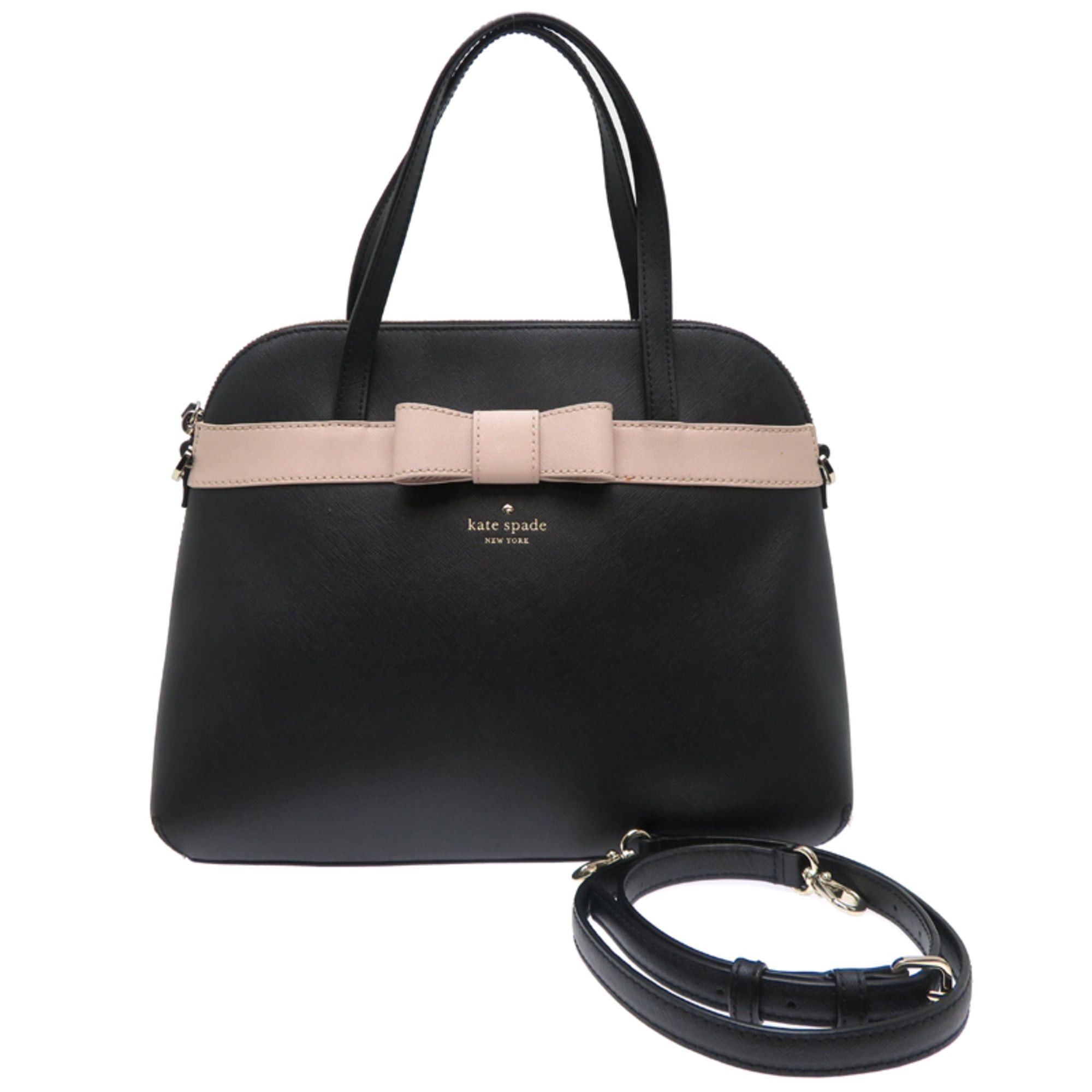 Kate Spade Ribbon 2-Way Shoulder Bag Women's Tote Bag WKRU4168 W100 Black Leather