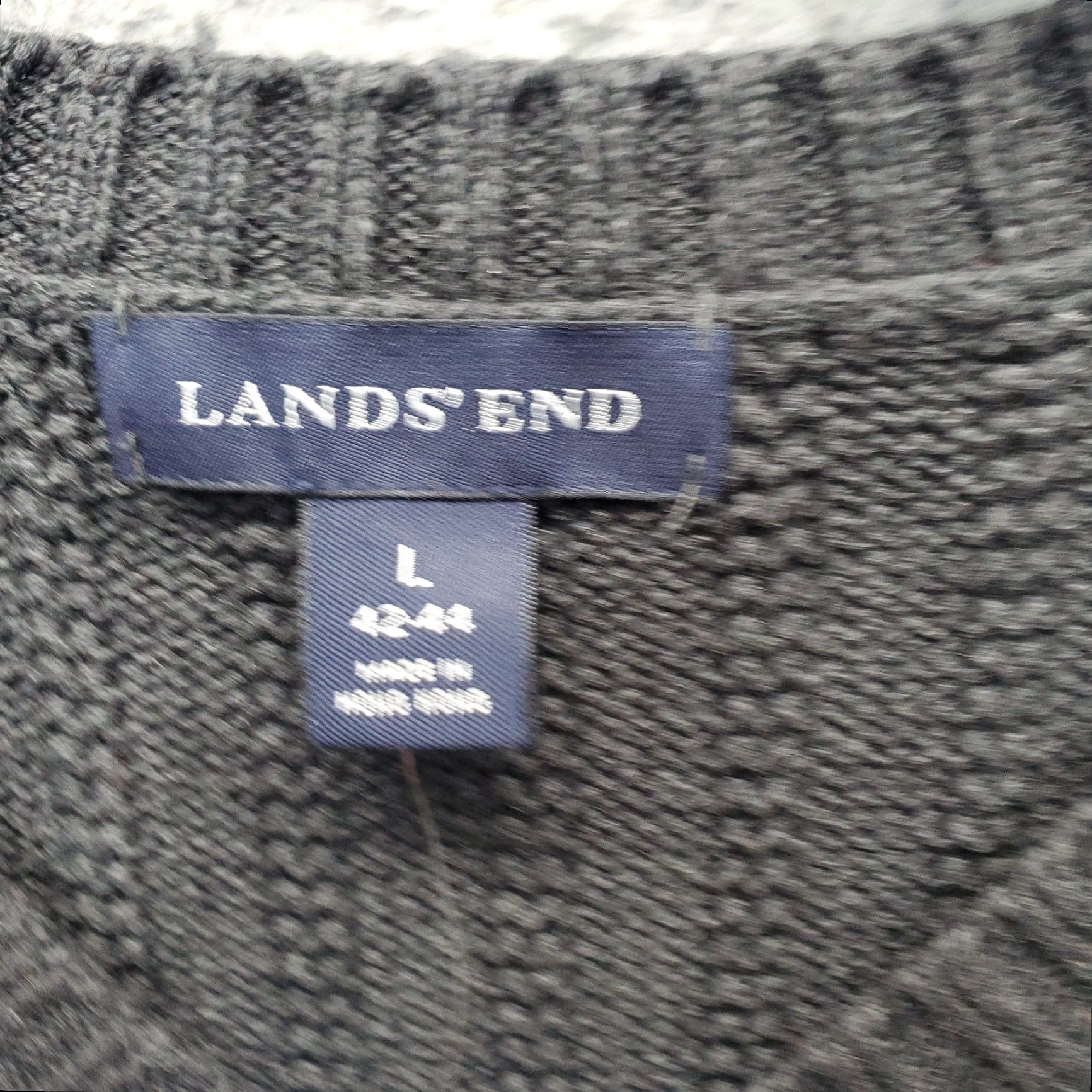 Lands' End Lands' End Mens Size L Dark Charcoal Knit Raglan Sleeve V-Neck Pullover Sweater Size US L / EU 52-54 / 3 - 6 Thumbnail
