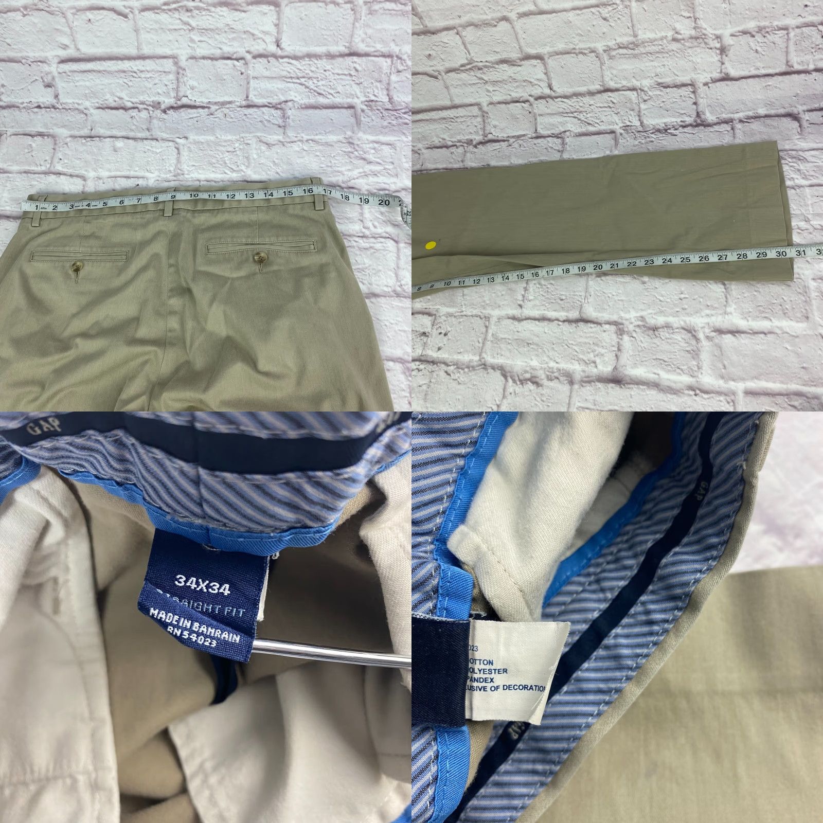 Gap GAP Mens Khaki Work Pants 34 x 34 Chino Tailored Straight Fit Mid Rise Classic Size US 34 / EU 50 - 8 Thumbnail