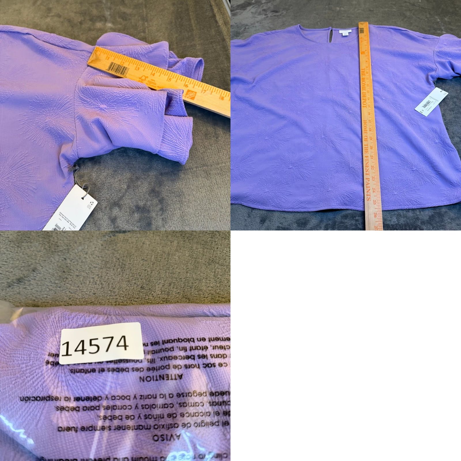 Liz Claiborne VINTAGE Liz Claiborne Purple Textured Flare Sleeve Top Womens XXL 2XL NWT Size XXL / US 16-18 / IT 52-54 - 8 Thumbnail