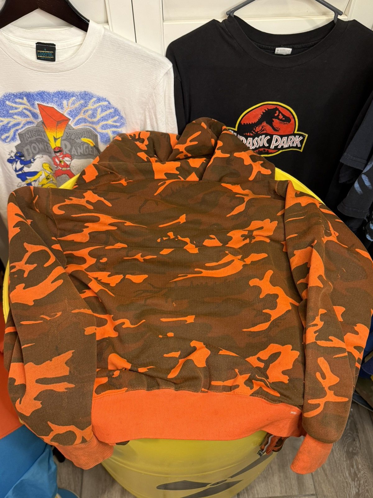 Vintage 1970s orange camo thermal line zip up hoodie Size US S / EU 44-46 / 1 - 3 Thumbnail