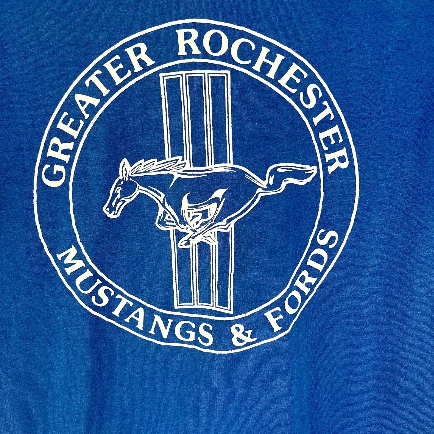 Fruit Of The Loom VINTAGE Greater Rochester Mustangs & Fords Fruit Of The Loom Mens Blue T Shirt Size L Size US L / EU 52-54 / 3 - 2 Thumbnail