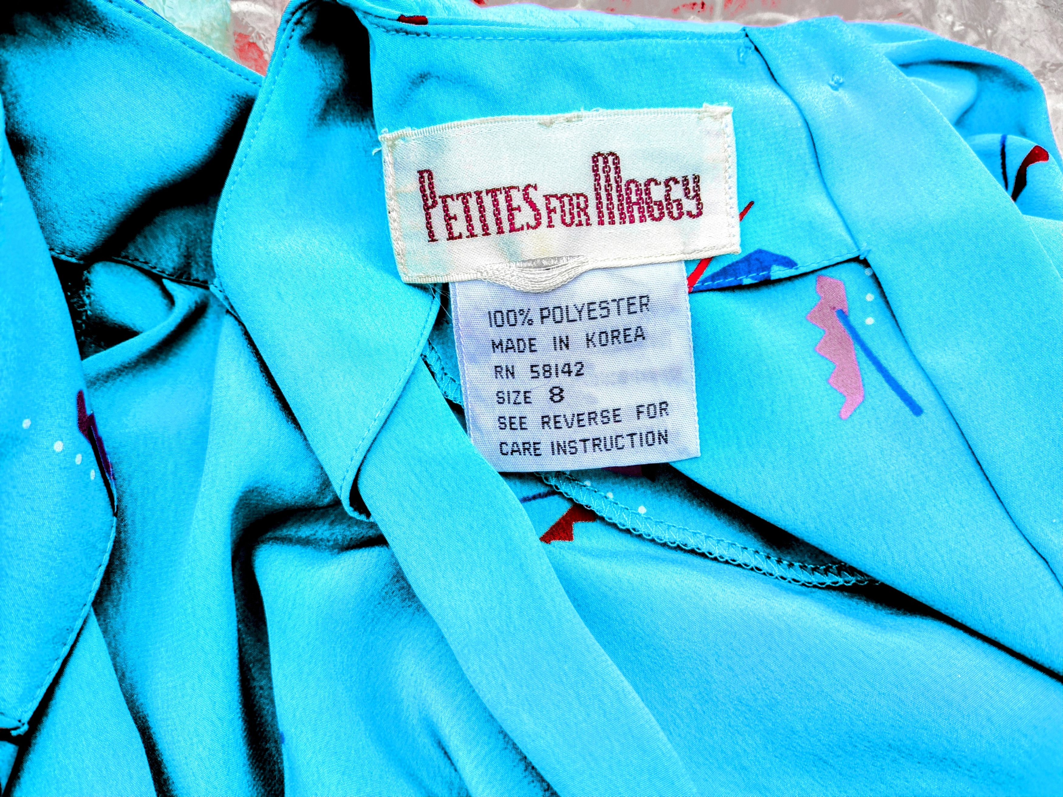 Vintage 1980s VTG Petites for Maggy Geometric Midi Korea Dress Size S / US 4 / IT 40 - 6 Thumbnail