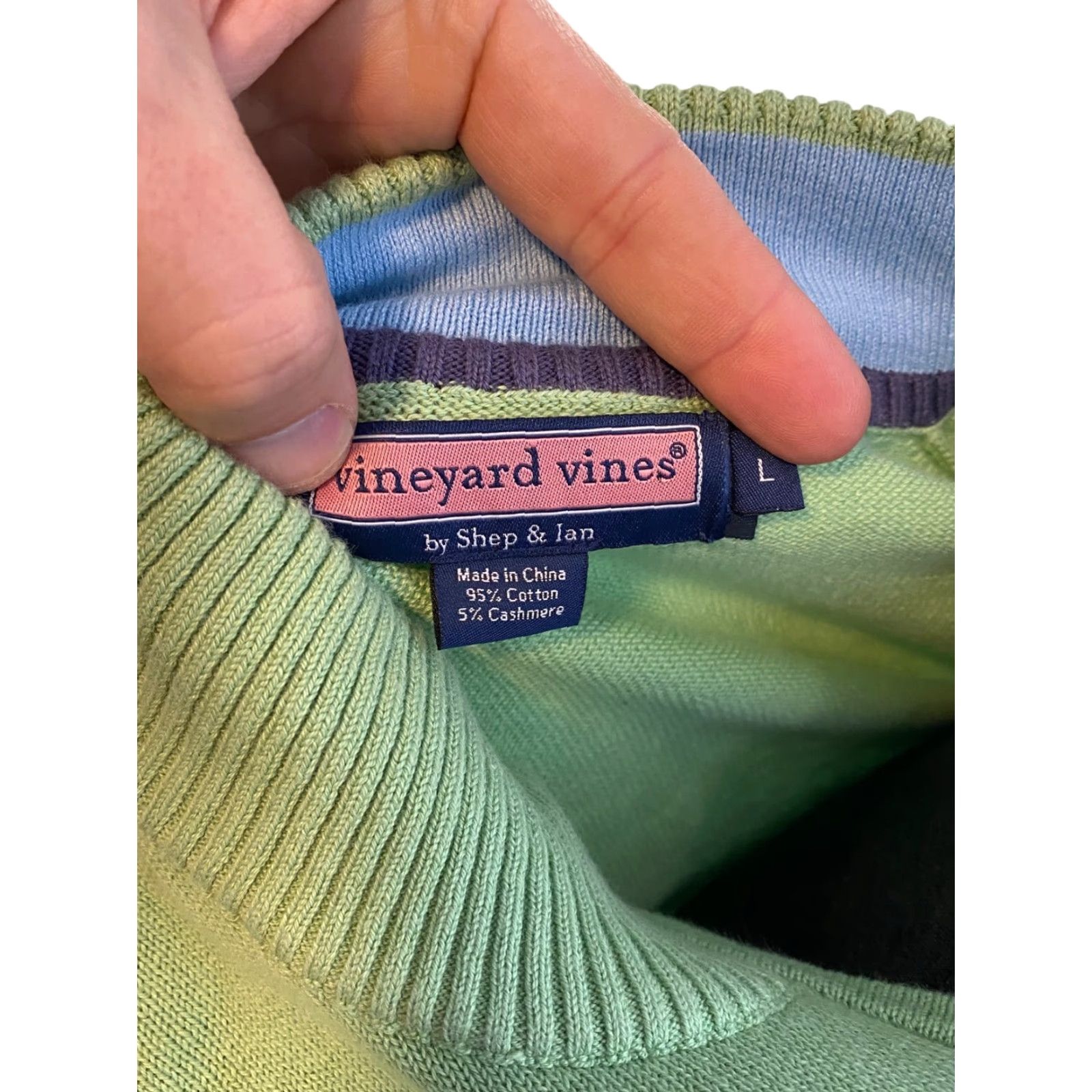 Vineyard Vines Vineyard Vines Green 1/4 Zip Sweater Pullover Cotton Cashmere Mens L Preppy Shirt? Size US L / EU 52-54 / 3 - 7 Thumbnail