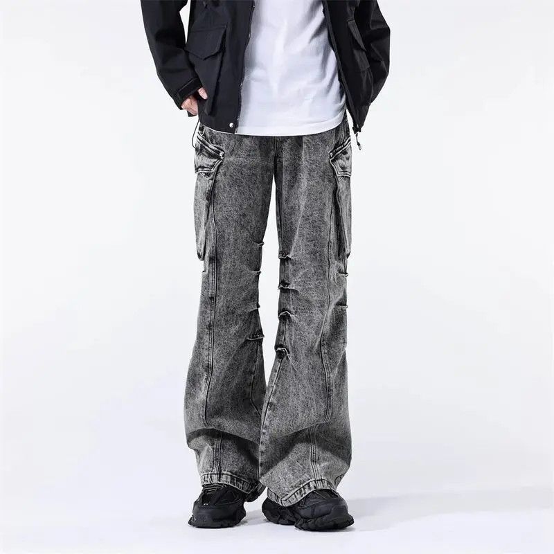 image of Multi Pocket Vintage Baggy Cargo Jean in Grey, Men's (Size 34)