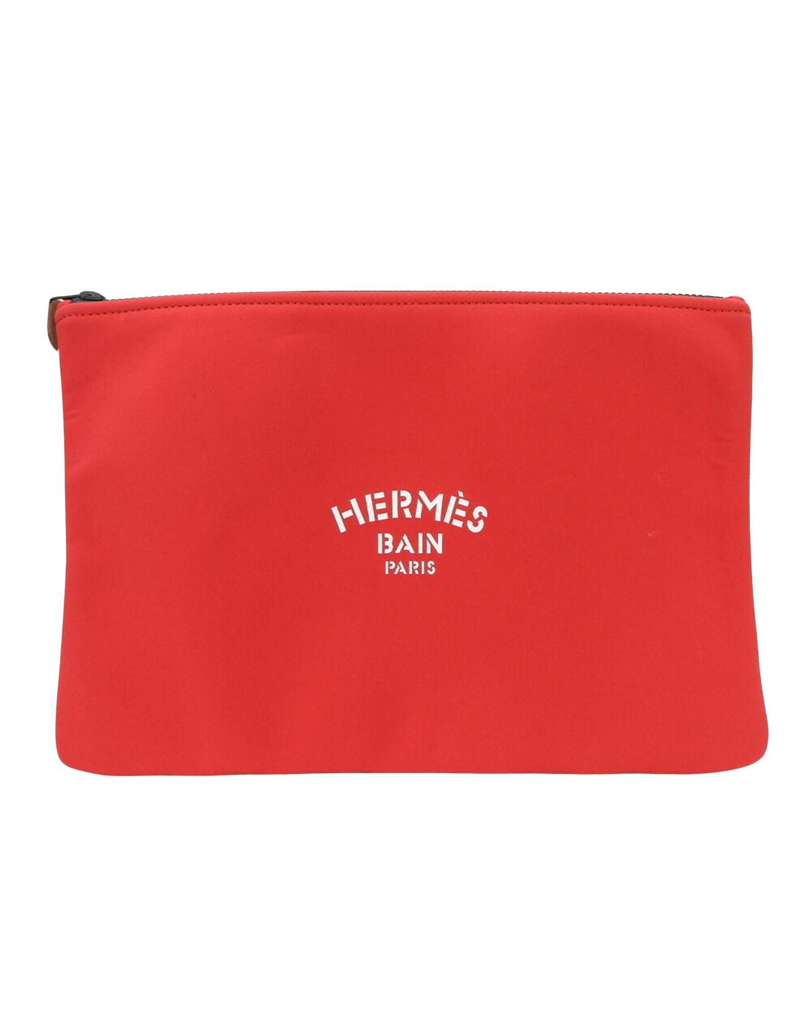 image of Hermes Elegant Red Synthetic Clutch Bag, Women's