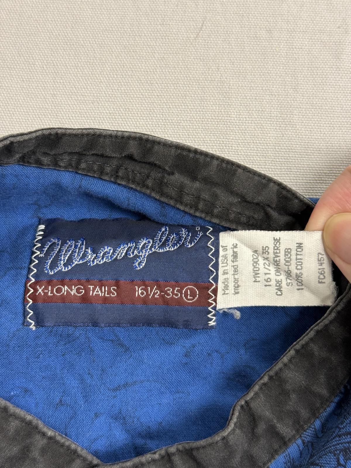 Wrangler Vintage Wrangler Grandad Collar Shirt LS Blue Long Sleeve L Size US L / EU 52-54 / 3 - 2 Thumbnail
