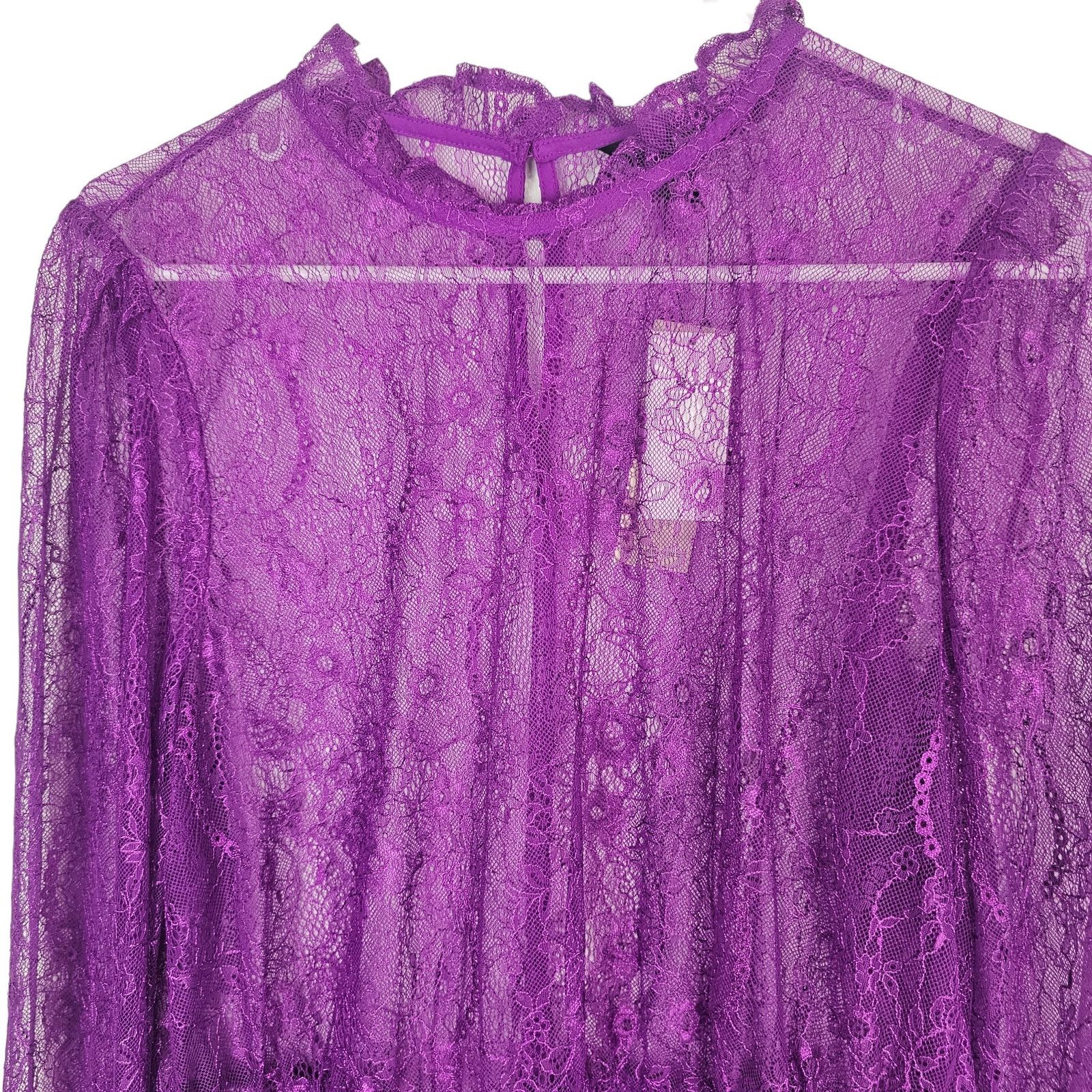 Banana Republic Banana Republic Women Sheer Lace Peplum Blouse PL Whimsigoth Size L / US 10 / IT 46 - 3 Thumbnail