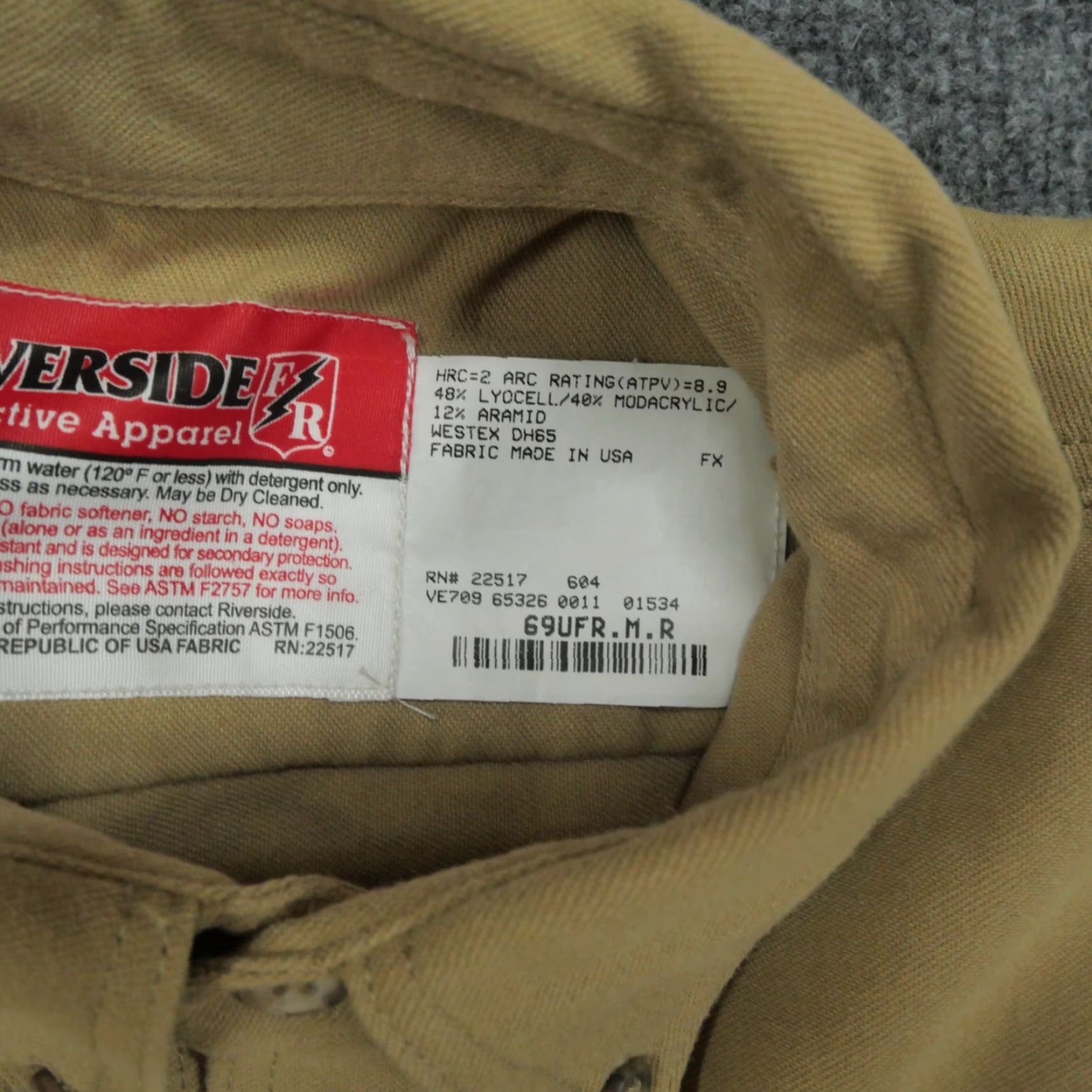 Vintage Riverside Shirt Mens Large XL Tan Brown Button Flame Resistant HRC 2 Workwear Shirt Long Sleeve Collared Button-Up Knit Casual Classic Size US L / EU 52-54 / 3 - 6 Thumbnail