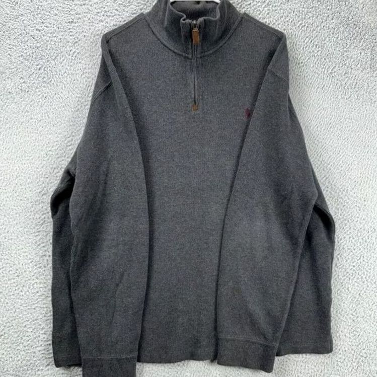 Polo Ralph Lauren Polo Ralph Lauren Sweatshirt Mens XL Grey Red Pony Quarter Zip Pullover Mock Neck 1/4 Zip Casual Outdoor Wool? Size US XL / EU 56 / 4 - 3 Thumbnail