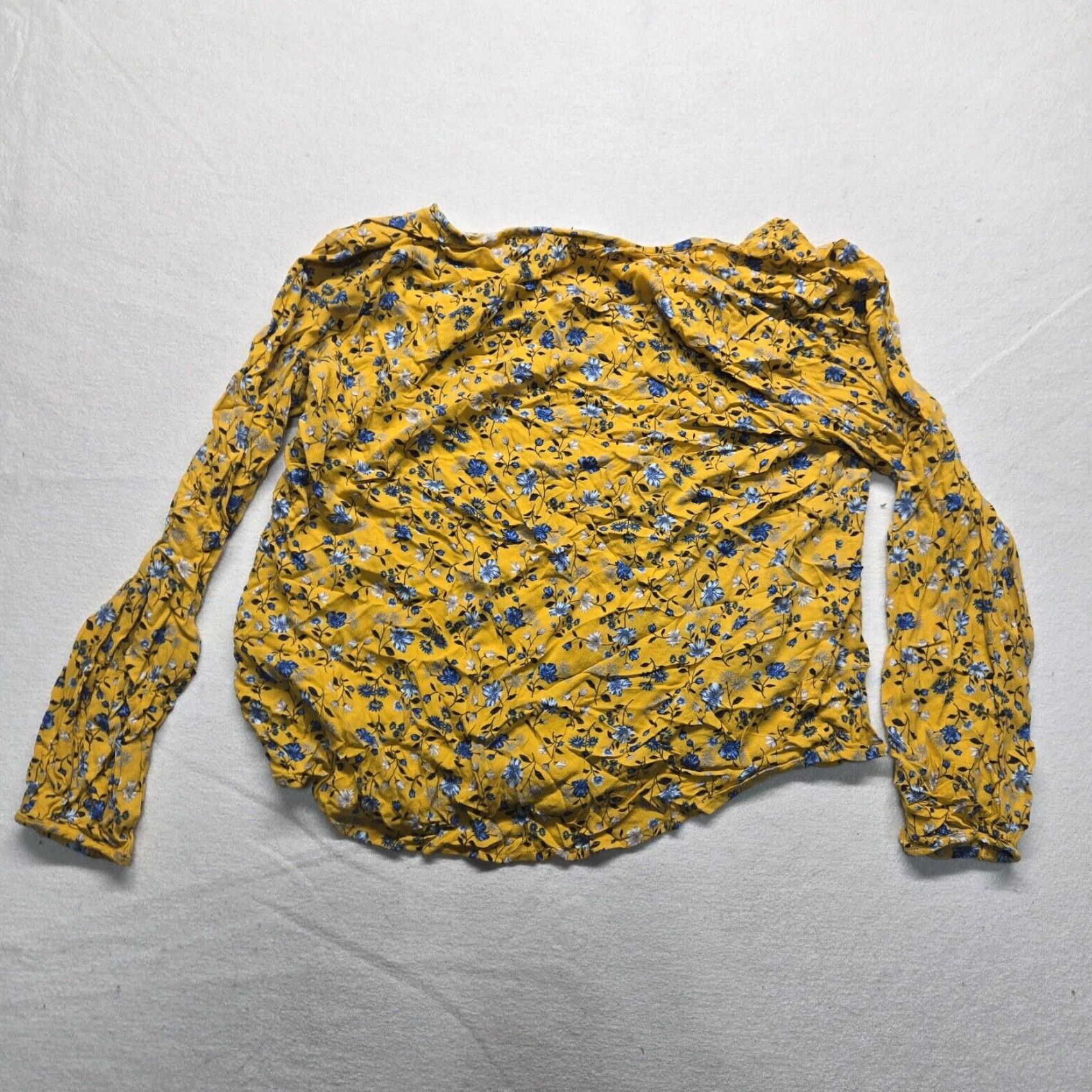 Old Navy Vintage Old Navy Yellow Floral Long Sleeve V-Neck Blouse Women Large Size L / US 10 / IT 46 - 6 Thumbnail