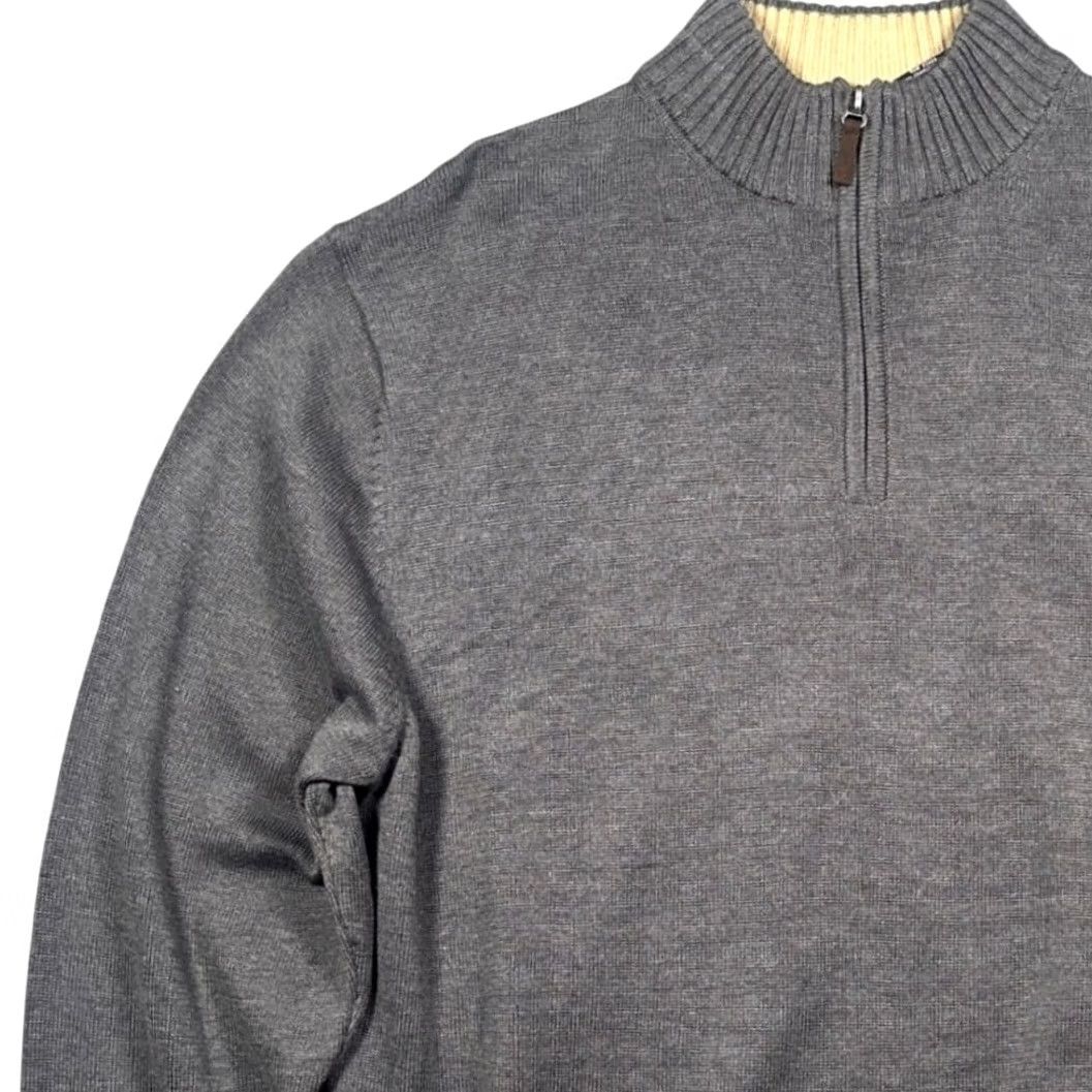 George George Quarter-Zip Sweater Mens XL Charcoal Grey New Cotton Blend Mock Neck Size US XL / EU 56 / 4 - 5 Thumbnail