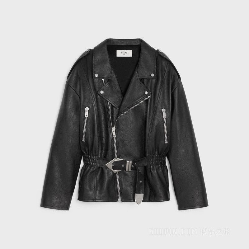 Leather Jacket with Horse in Black