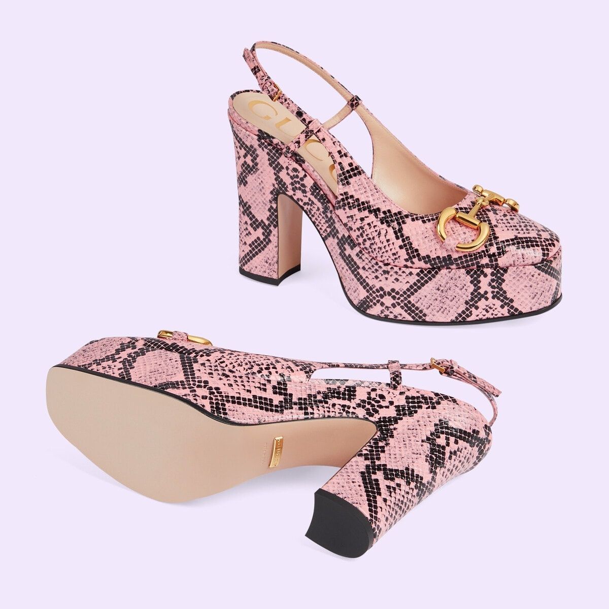o1s1wg110225 Python Print High Heel Pumps in Pink/Black