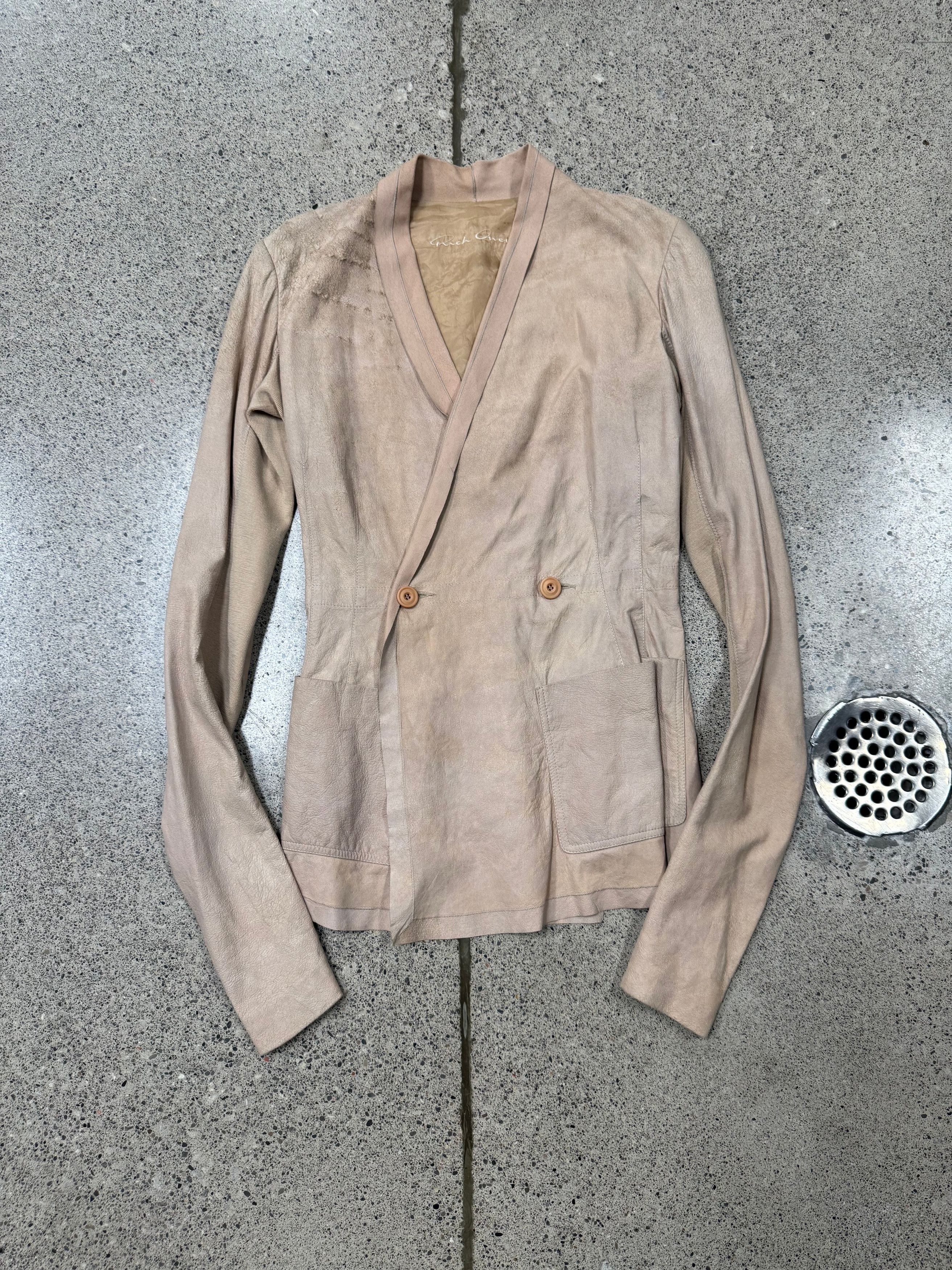 Rick Owens 2000s Rick Owens O&M Era ‘Flesh’ Raw Suede Jacket Size S / US 4 / IT 40 - 1 Thumbnail