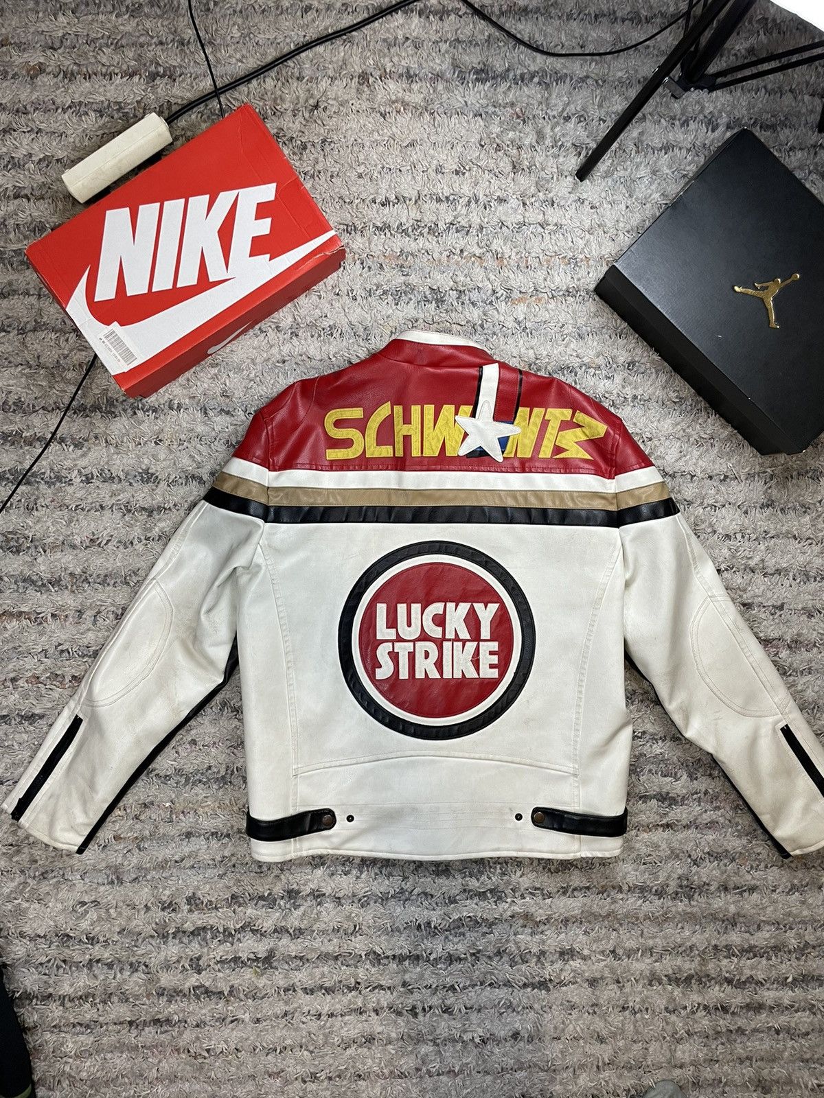 Formula 1 Vintage Lucky Strike SCHWARTZ Racing Moto Leather Jacket Y2K Size US XL / EU 56 / 4 - 3 Thumbnail