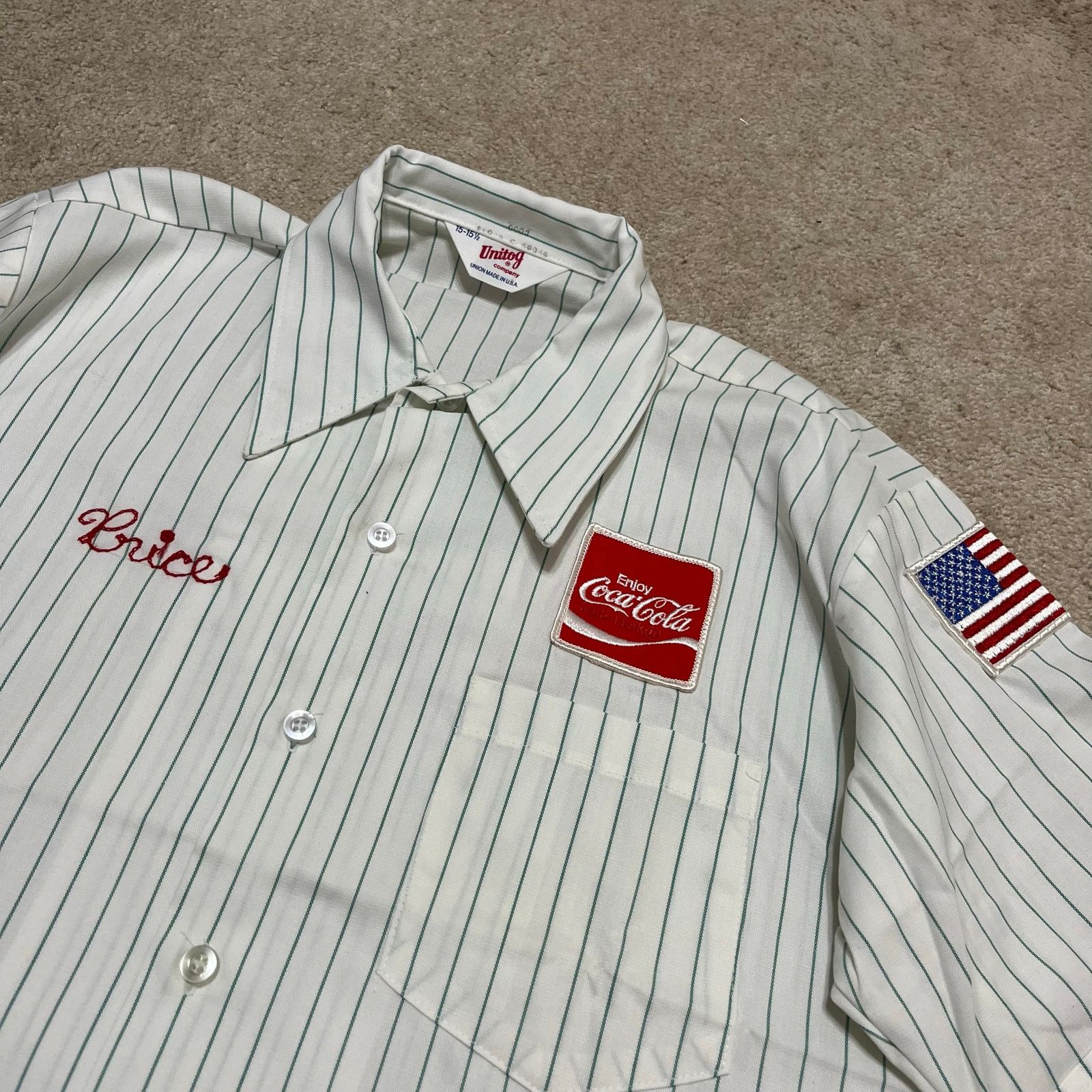 Other Vintage 70s Coca-Cola Unitog Union Pinstripe Work Shirt Size US L / EU 52-54 / 3 - 3 Thumbnail