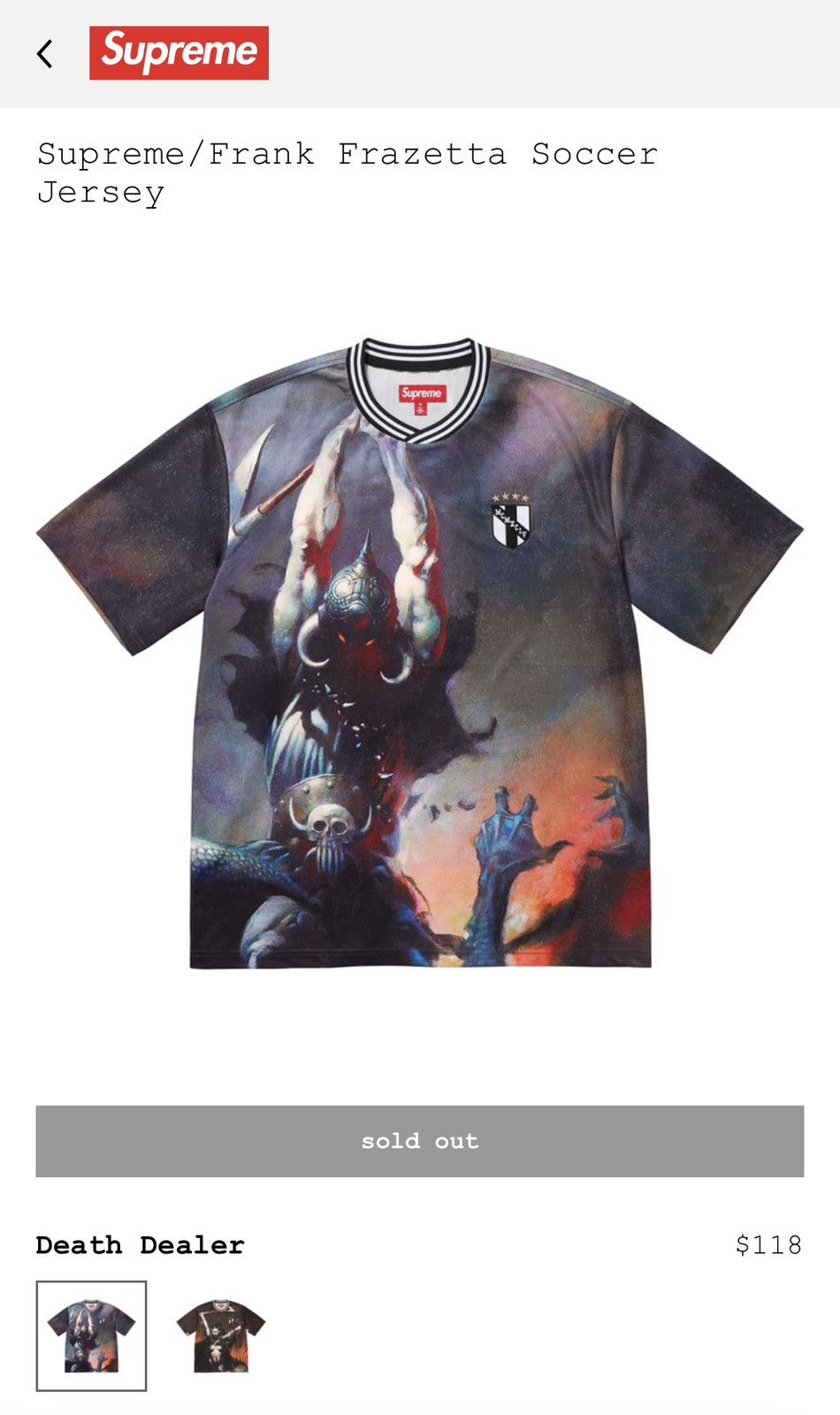 ウェア Supreme/Frank Frazetta Soccer Jersey Supreme Frank Frazetta Soccer Jersey (FW24) - $118