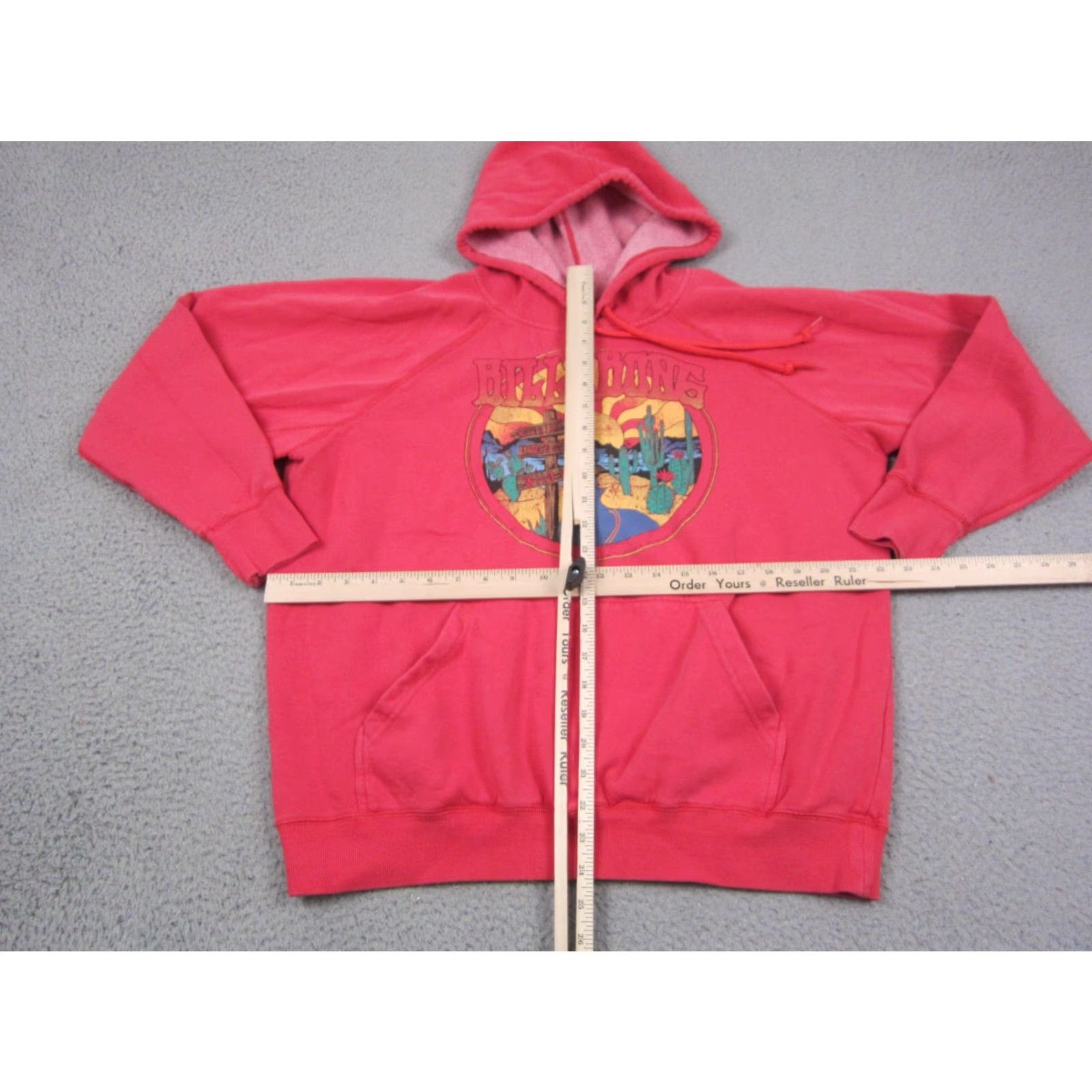 Billabong Billabong x Wrangler Hoodie Mens M Pink 90s Pullover Sweatshirt Hooded Graphic Print Pockets Regular Fit Shirt/Hoody Size US M / EU 48-50 / 2 - 7 Thumbnail