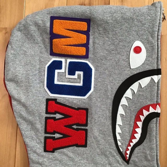 Bape BAPE Grey x Red camo shark full zip hoodie a bathing ape Size US L / EU 52-54 / 3 - 4 Thumbnail