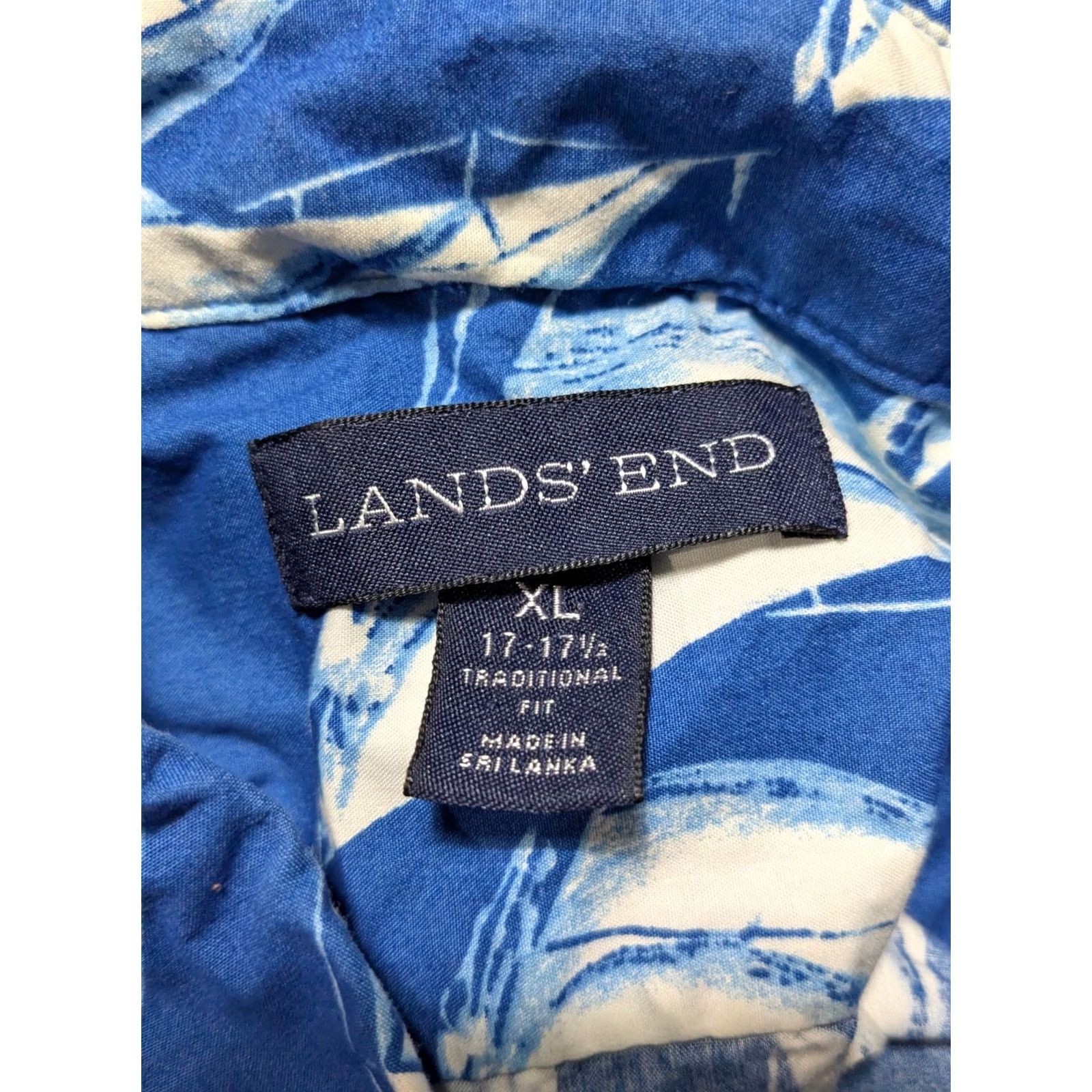 Lands' End Lands' End Blue SAIL BOAT AOP Shirt - Men XL 17-17.5 Traditional Fit Size US XL / EU 56 / 4 - 6 Thumbnail