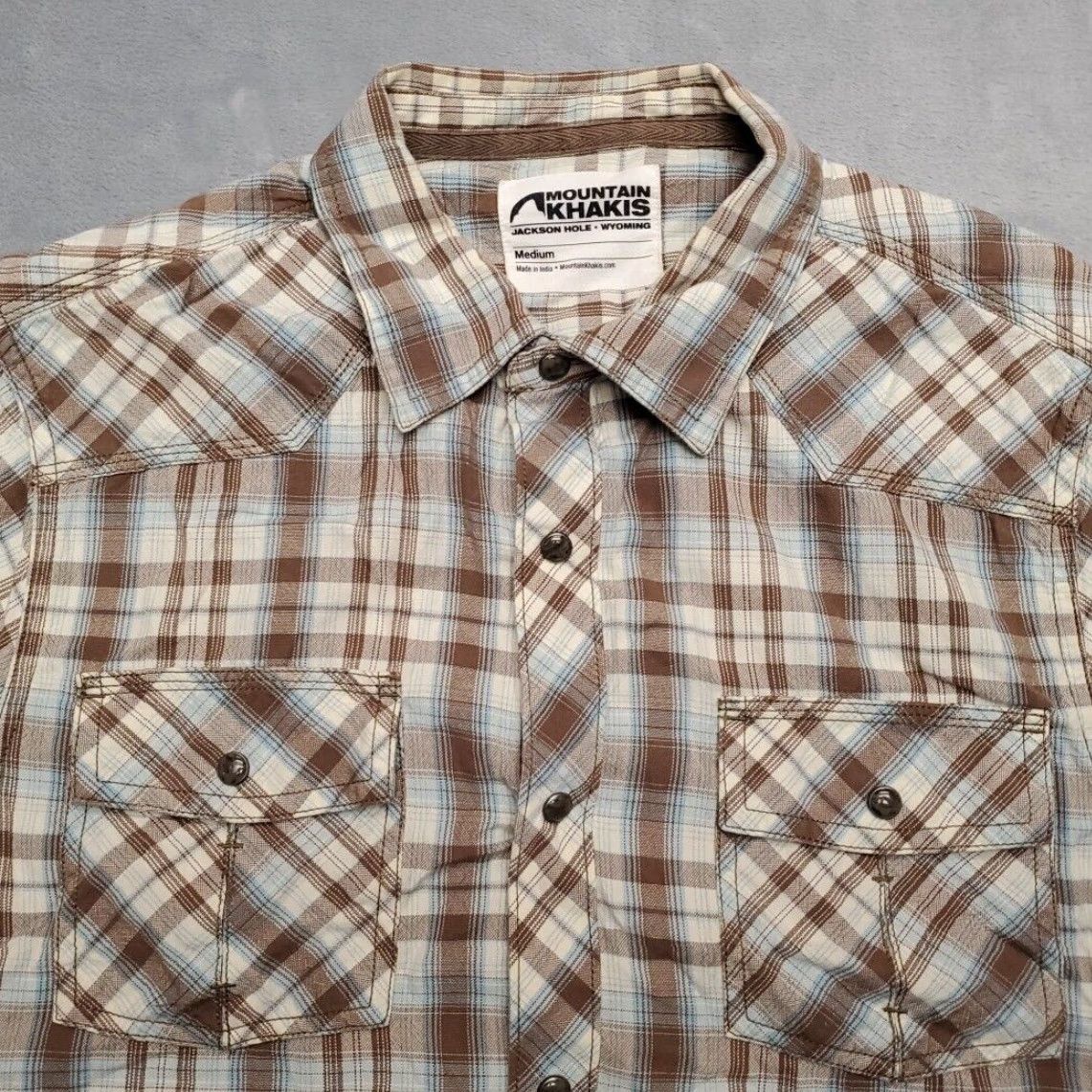 Mountain Khakis VINTAGE Mountain Khakis Shirt Mens M Brown Plaid Rodeo Pearl Snap Button Short Sleeve Size US M / EU 48-50 / 2 - 3 Thumbnail