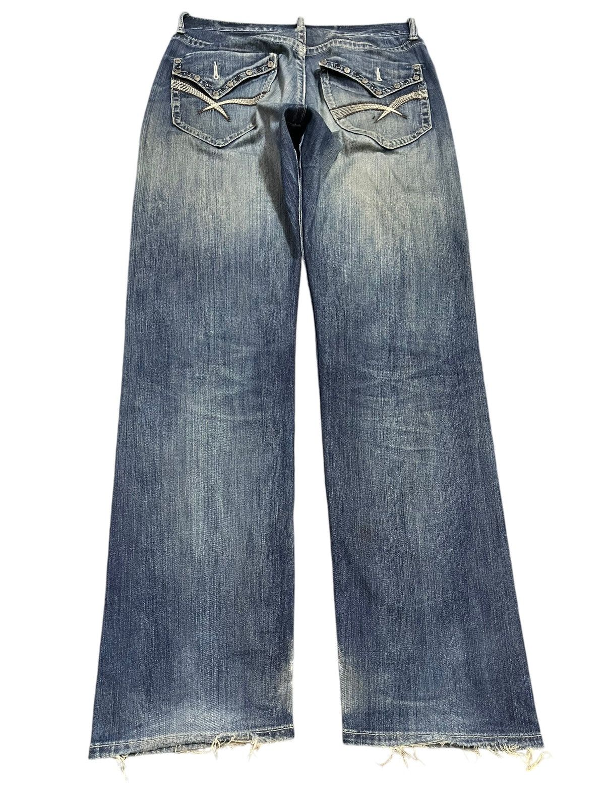 Denime Vintage Japanese Brand Blue Bleached Style Distress Jeans Size US 32 / EU 48 - 2 Thumbnail
