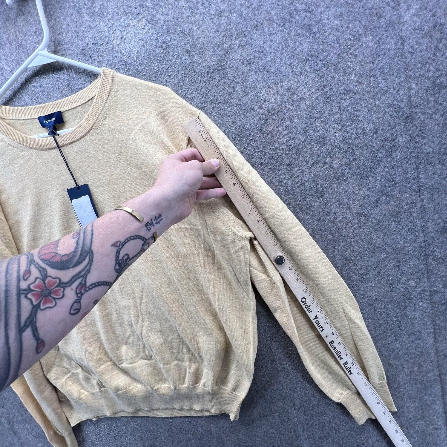 Faconnable Faconnable Sweater Mens XL Beige Lightweight Crewneck Pullover Knit Casual Fall Mens XL Beige Faconnable Logo Size US XL / EU 56 / 4 - 4 Thumbnail