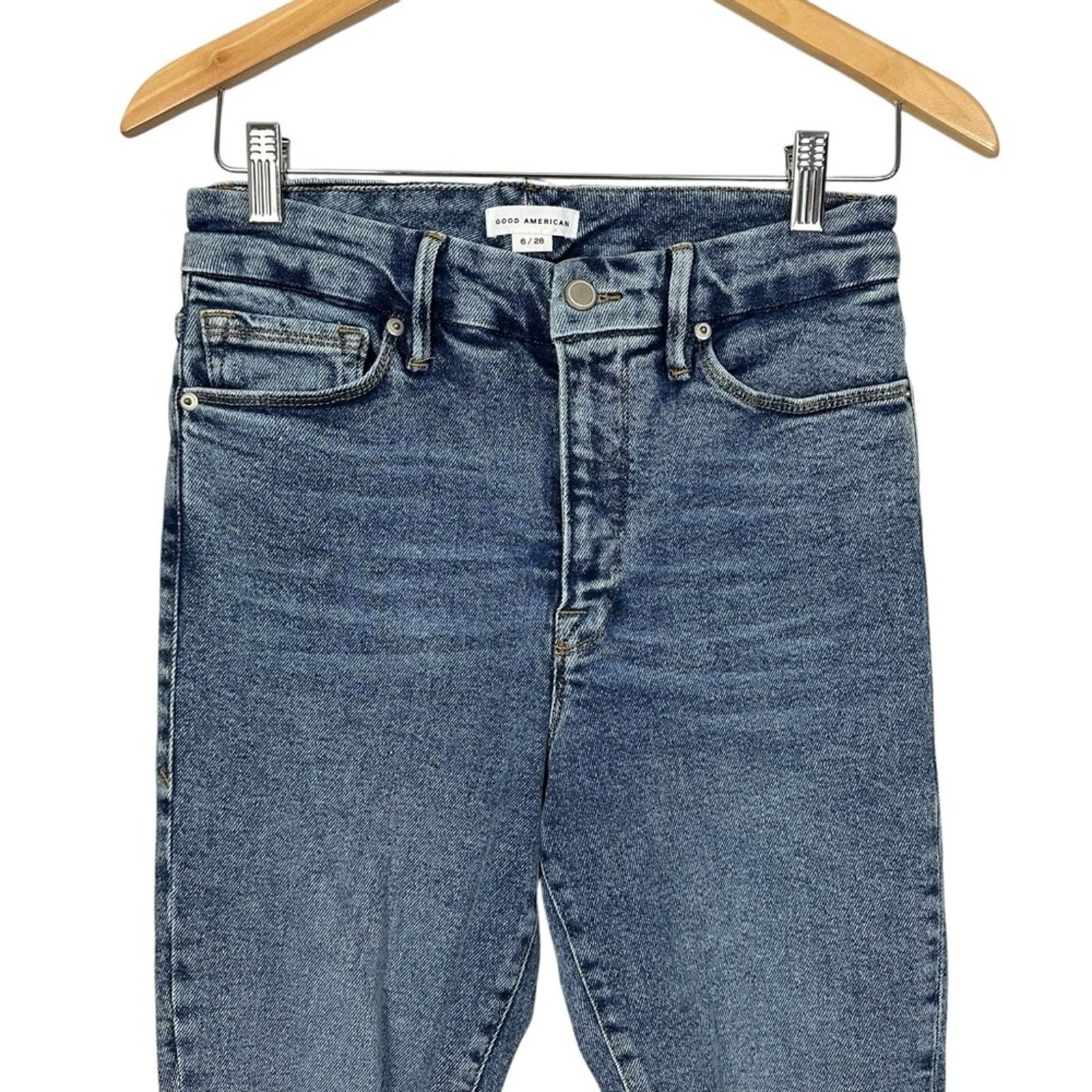 Good American Good American Good Crop Jeans Distressed Medium Wash Size 6 Size 28" / US 6 / IT 42 - 5 Thumbnail
