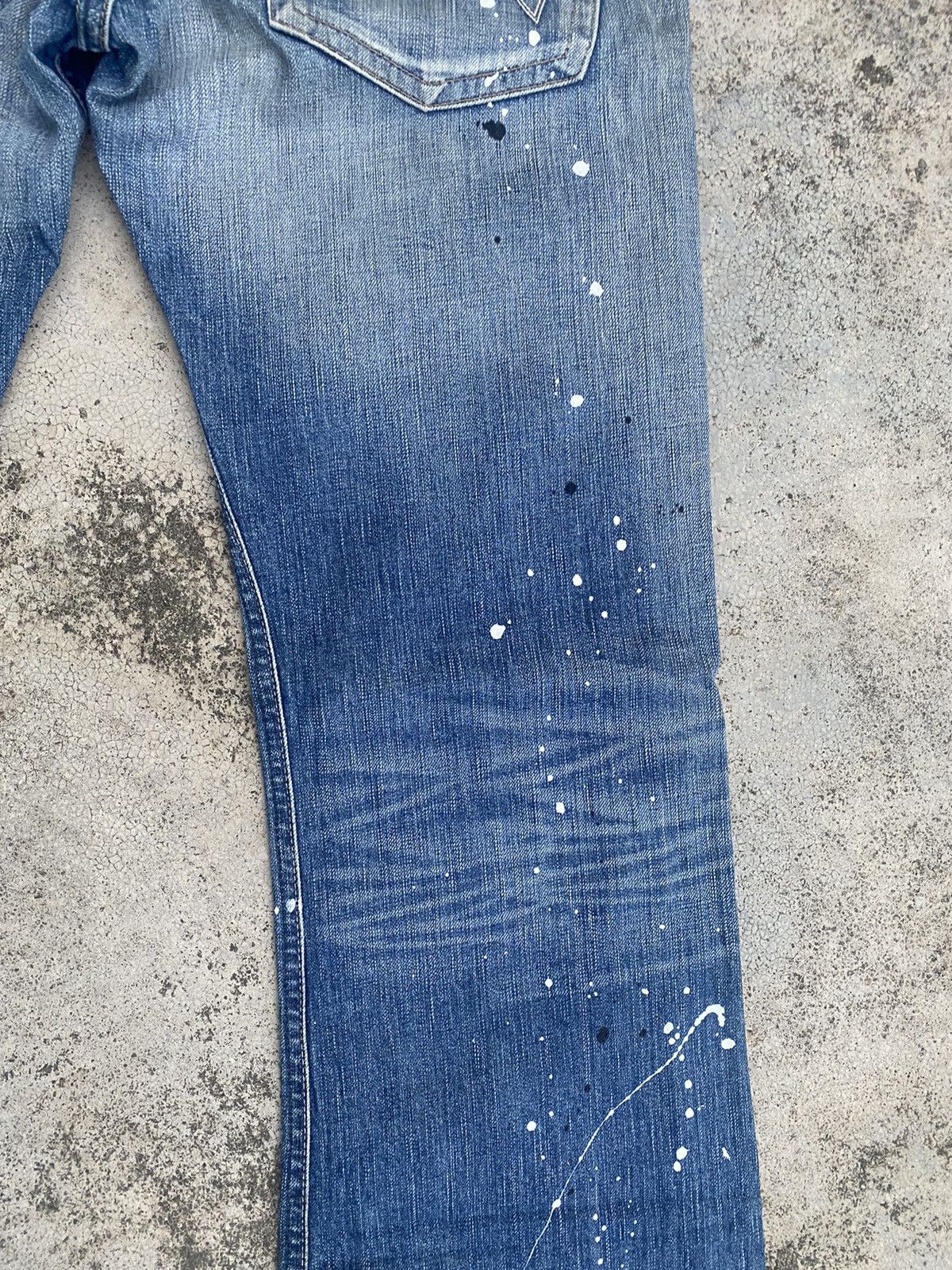 Edwin × Vintage Flare Jeans Edwin Blue Trip Distressed Painted Bootcut Size US 35 - 18 Thumbnail