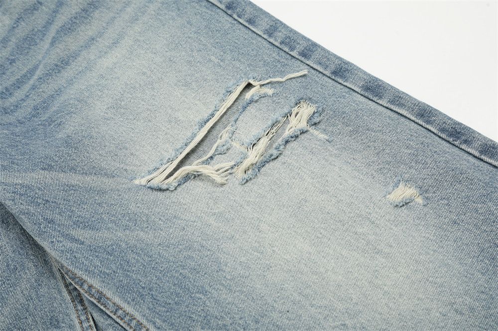 Japanese Brand × Jean Washed distressed loose straight-leg men's punk ripped jeans Size US 34 / EU 50 - 5 Thumbnail