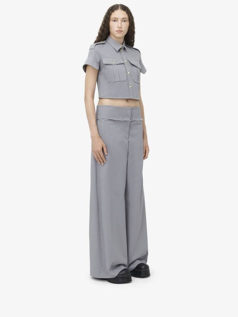 Alexander McQueen o1srvl11e0326 Wide Leg Utility Trousers in Grey Size 26" / US 2 / IT 38 - 2 Thumbnail