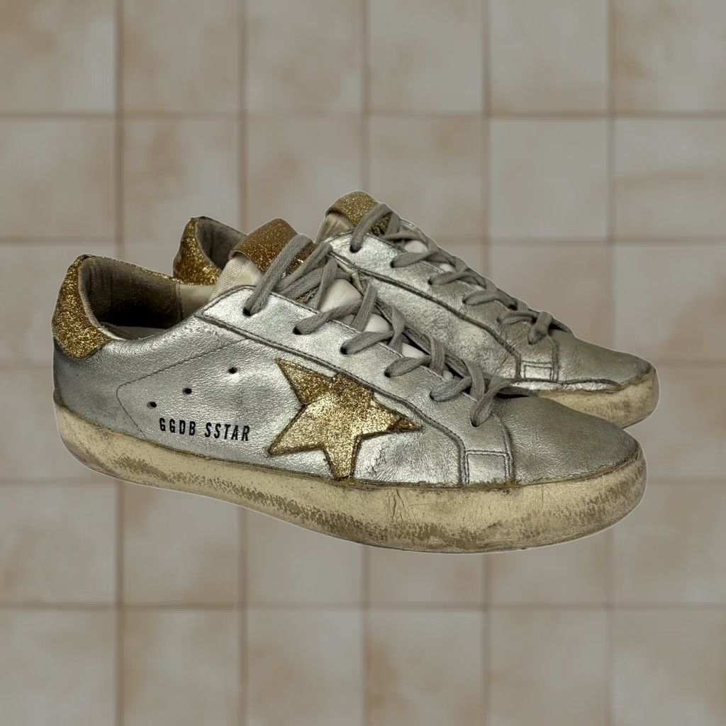 Golden Goose Golden Goose GGDB Superstar Women's 36 Gold Silver Low Skate Sneakers Size US 6 / IT 36 - 1 Thumbnail