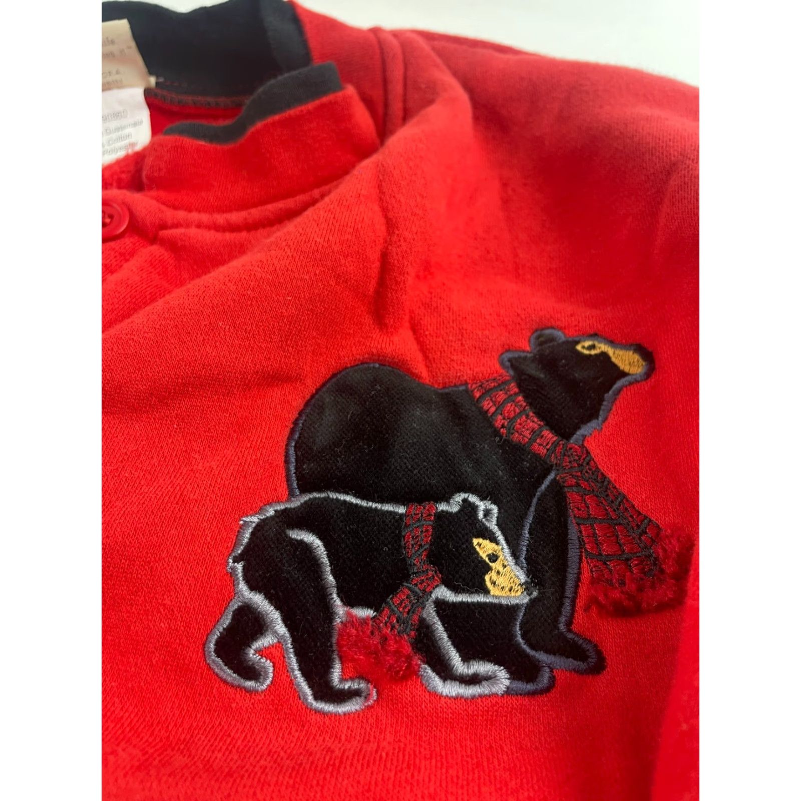 Vintage Artisan Jacket Women's XL Red Embroidered Bears Button Front Long Sleeve Military? No. Size XL / US 12-14 / IT 48-50 - 3 Thumbnail