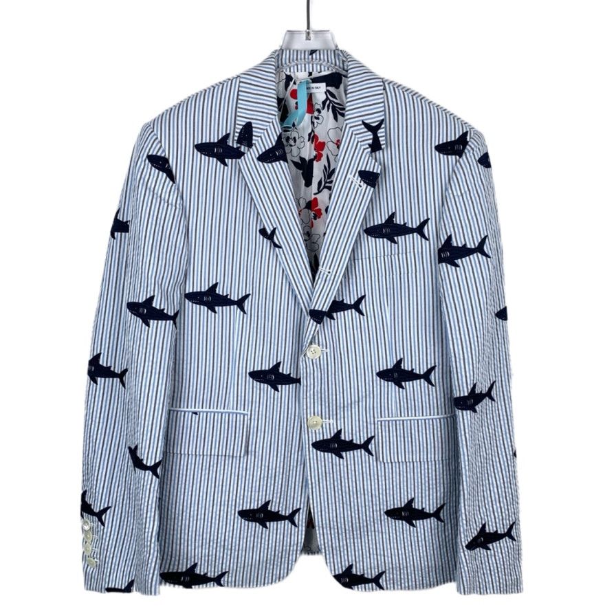 Thom Browne Thom Browne Cotton Jacket with Shark Embroidery (Size 0/XS) Size XS / US 0-2 / IT 36-38 - 1 Thumbnail
