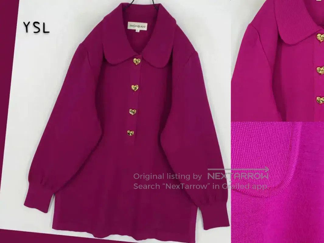 Yves Saint Laurent YSL Pink Wool Long Sleeve Knit Sweater . Size L / US 10 / IT 46 - 1 Thumbnail
