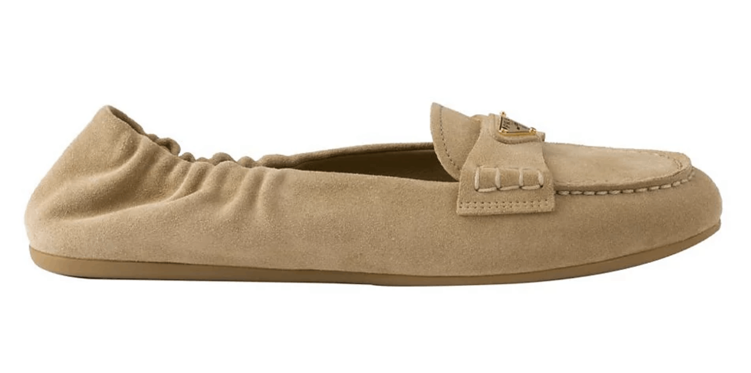 Prada Prada Ecru Beige Suede Logo Scrunch Loafer Moccasin Flat 38 Size US 8 / IT 38 - 3 Thumbnail