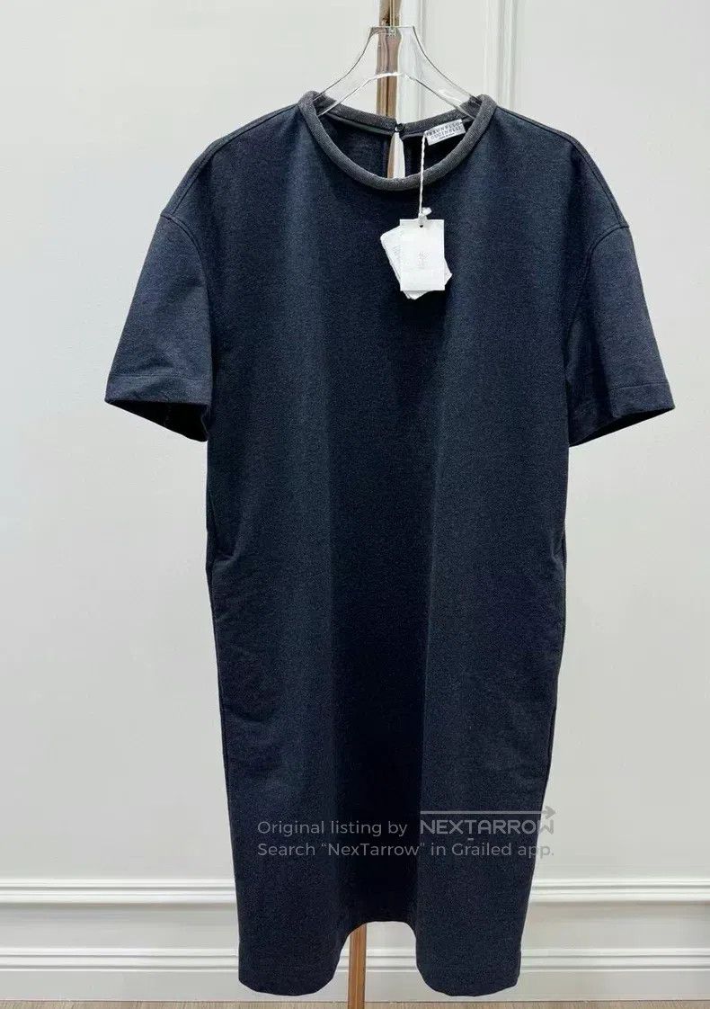 Brunello Cucinelli Brunello Cucinelli Gray Beaded Sleeveless Dress Size M / US 6-8 / IT 42-44 - 1 Thumbnail