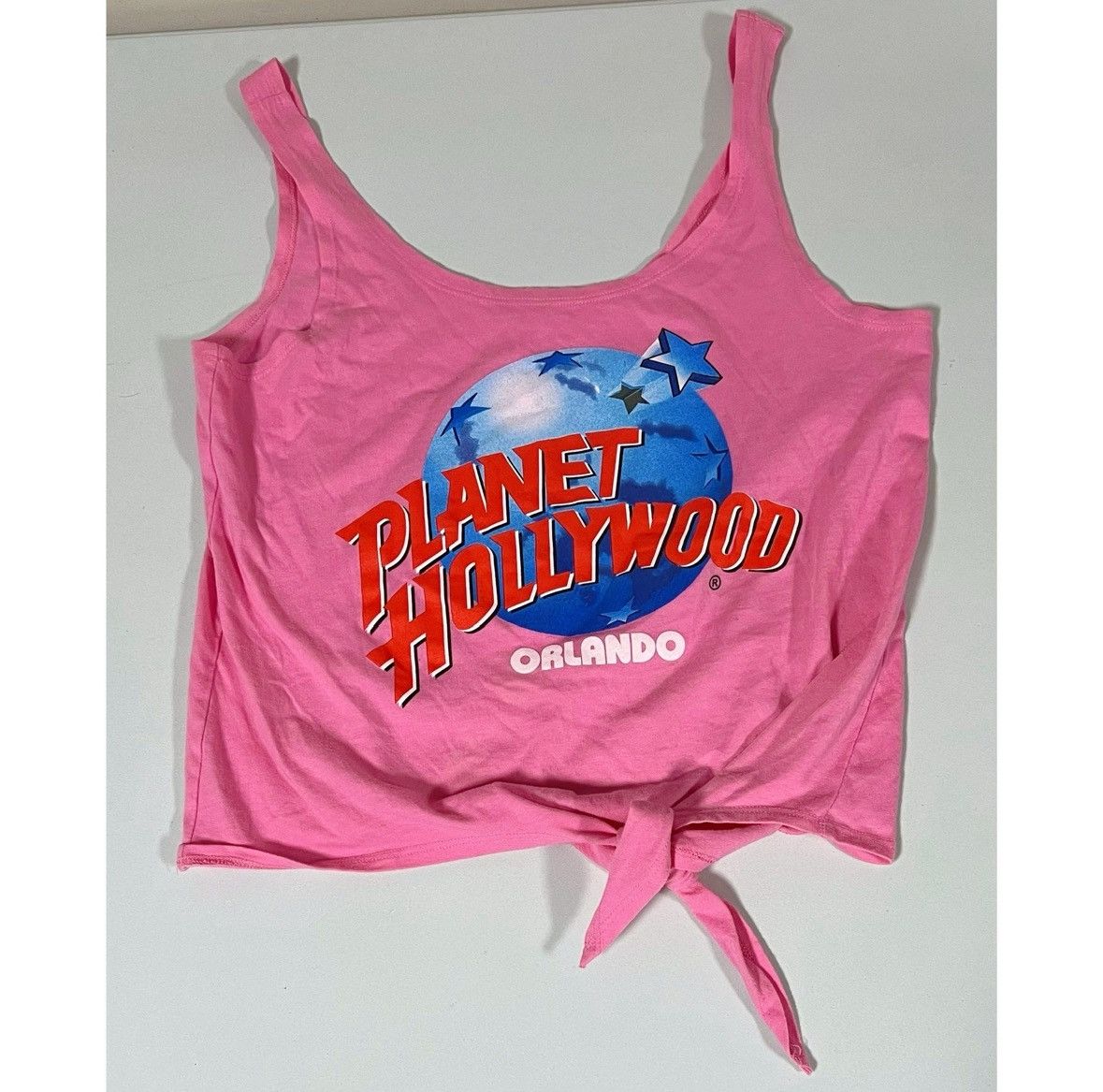 Planet Hollywood Planet Hollywood Graphic Tie-Front Tank Top Shirt Size M 🌎✨ Size M / US 6-8 / IT 42-44 - 1 Thumbnail