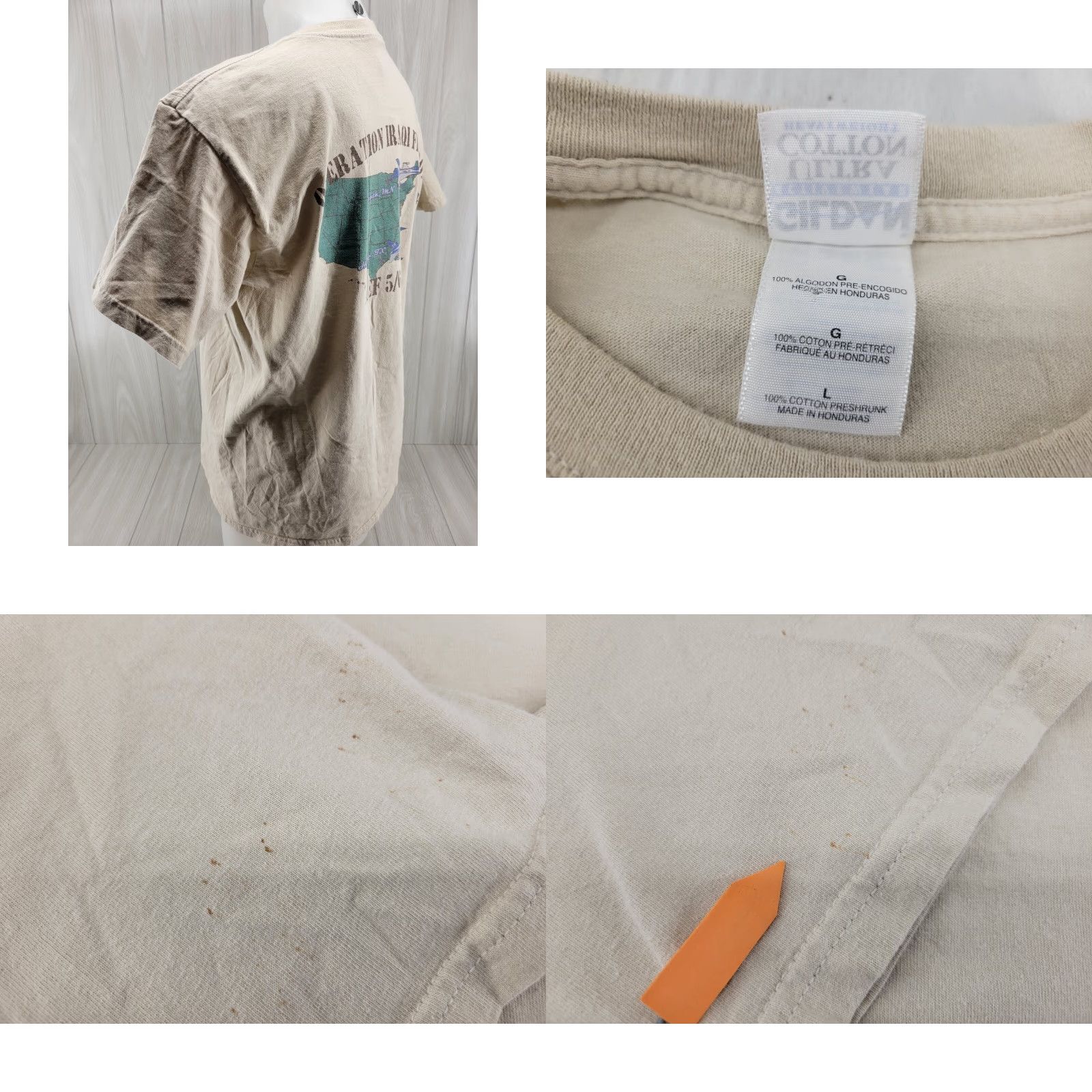 Anvil VINTAGE Anvil Distressed Operation Iraqi Freedom Mens LRG Tan Shirt Military AEF 5/6 2007 Shirt Mens XL Brown Cotton Graphic Military USA 2007 Size US XL / EU 56 / 4 - 8 Thumbnail