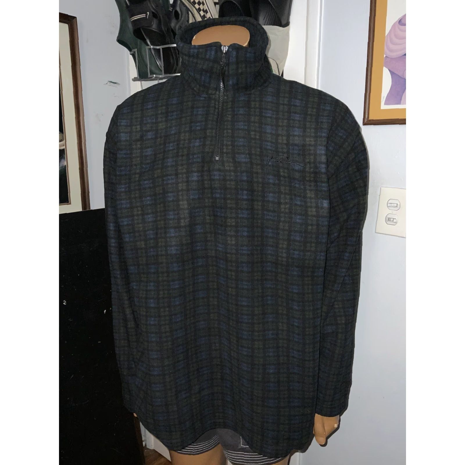 Fubu VINTAGE FUBU Blackwatch Plaid Pile Fleece Hip Hop 1/4 Zip Pullover Jacket Sz. L Mens Size US L / EU 52-54 / 3 - 7 Thumbnail