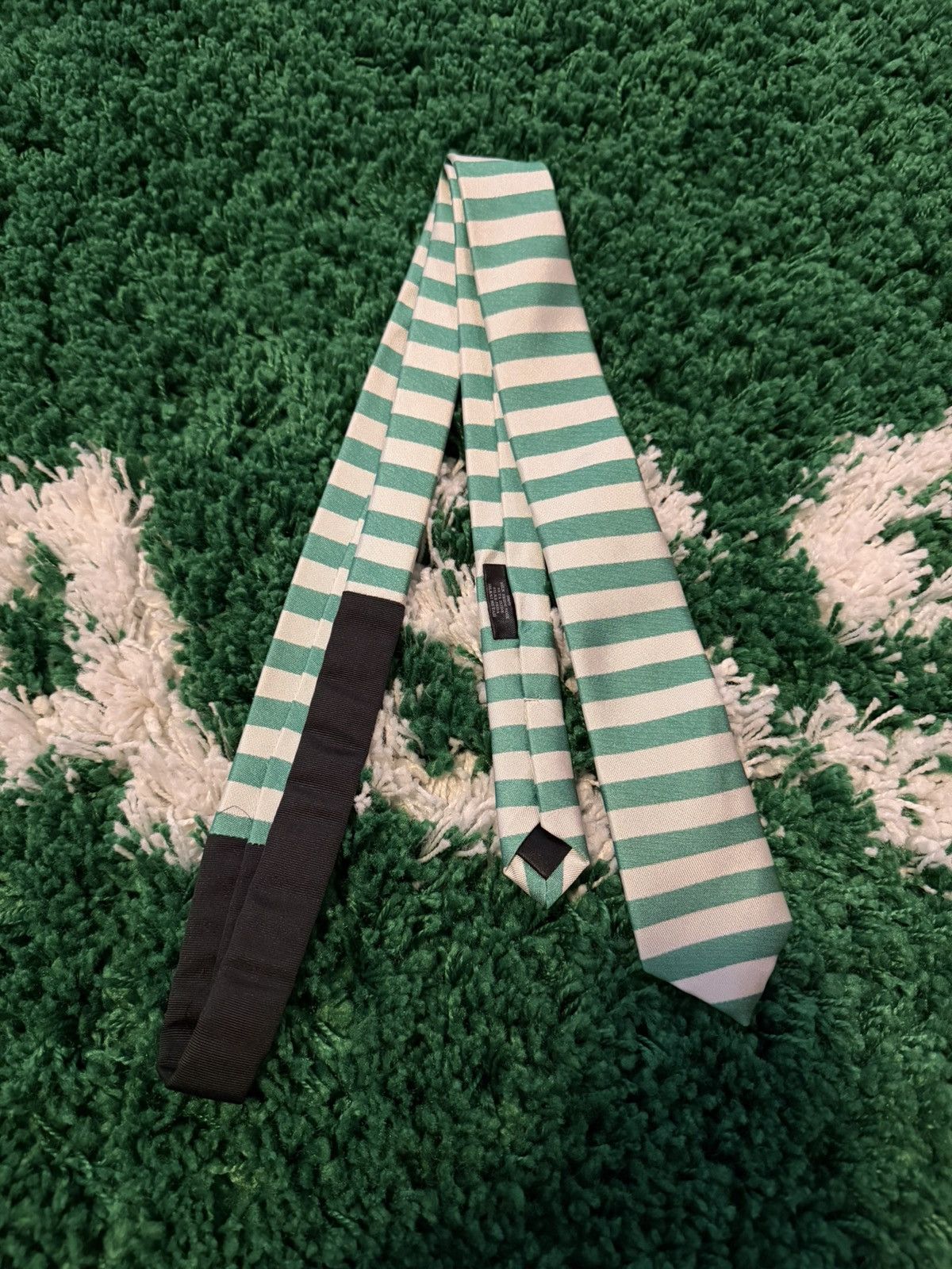 Burberry Burberry Silk Striped Skinny Tie Green Size ONE SIZE - 1 Thumbnail