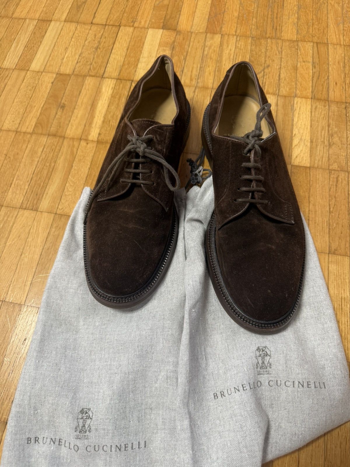 Brunello Cucinelli Brunello Cucinelli Brown Suede Derby Shoes EU 42 US 9 Size US 9 / EU 42 - 1 Thumbnail
