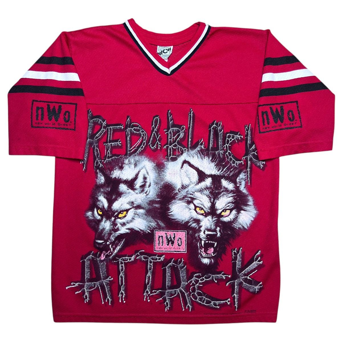 WCW/nWo 98 WCW New World Order NWO Red Black Attack Wolf Pack Jersey Size US S / EU 44-46 / 1 - 1 Thumbnail