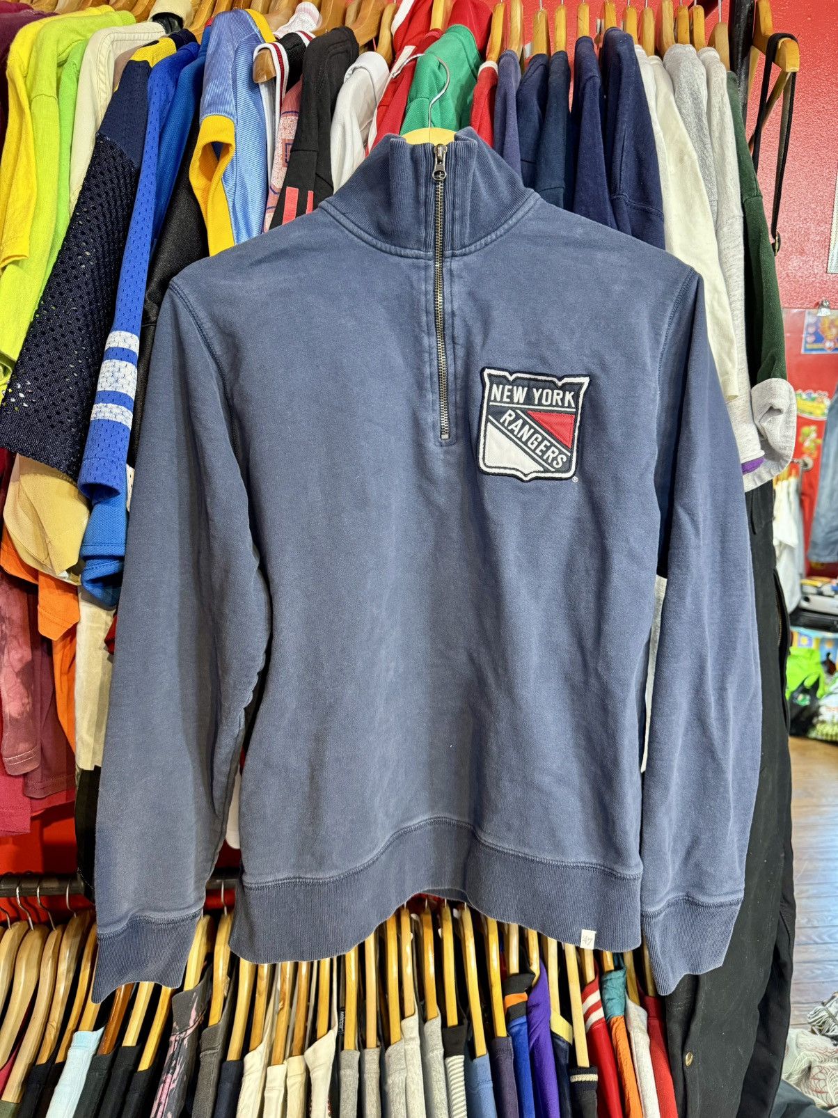 NHL × Vintage New York Rangers Vintage 3/4 Zip Sweater Sweatshirt Size US M / EU 48-50 / 2 - 3 Thumbnail