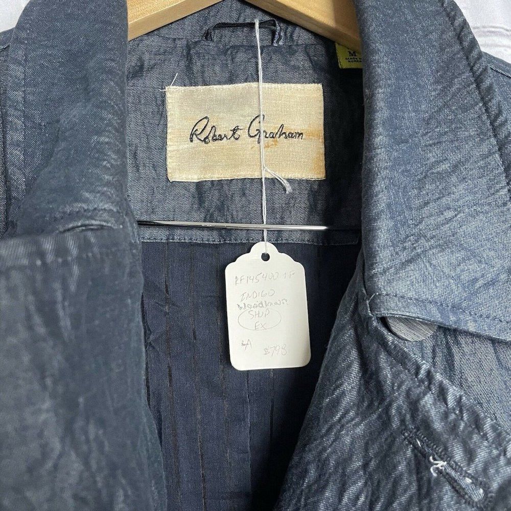 Robert Graham New $798 Robert Graham Woodlawn Jacket Indigo Cotton Size M Size US M / EU 48-50 / 2 - 7 Thumbnail