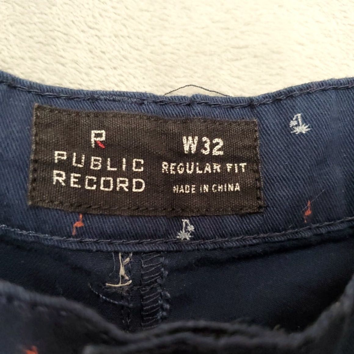 Vintage Public Record Shorts Mens32 Navy Flamingo Palm Flat Front Chino 100% Cotton Golf Size US 32 / EU 48 - 2 Thumbnail