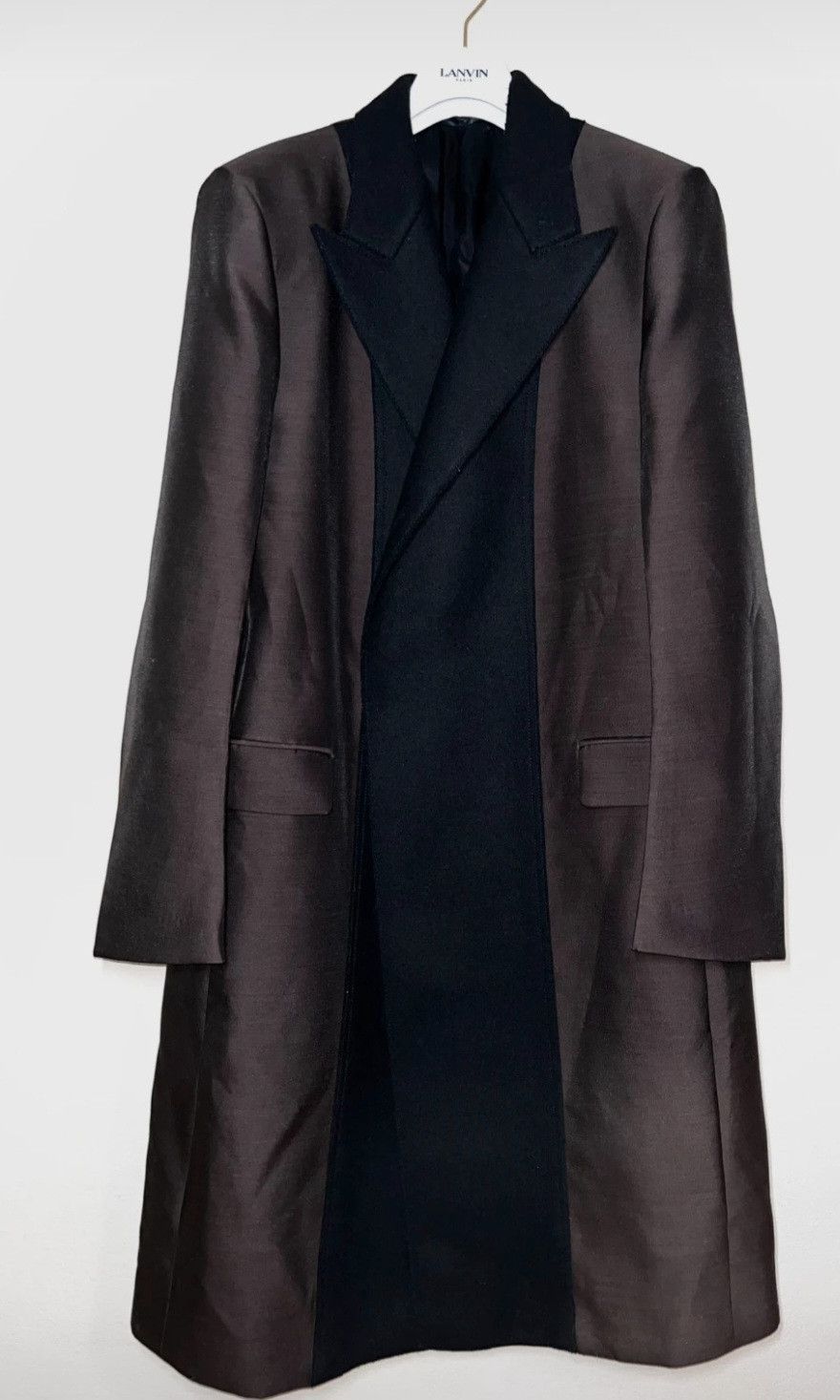 Lanvin Rare runway Lanvin coat in espresso/black bi-material Size US L / EU 52-54 / 3 - 1 Thumbnail